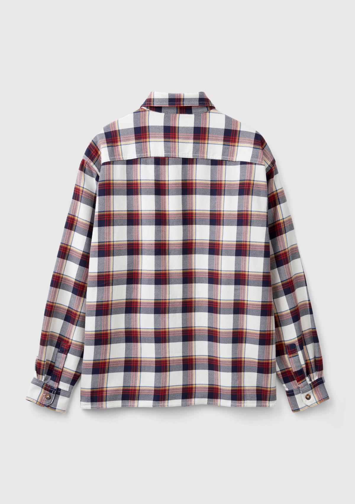 Erkek Beyaz Mix %100 Pamuk İki Göğsü Cep Detaylı Uzun Kollu Desenli Gömlek