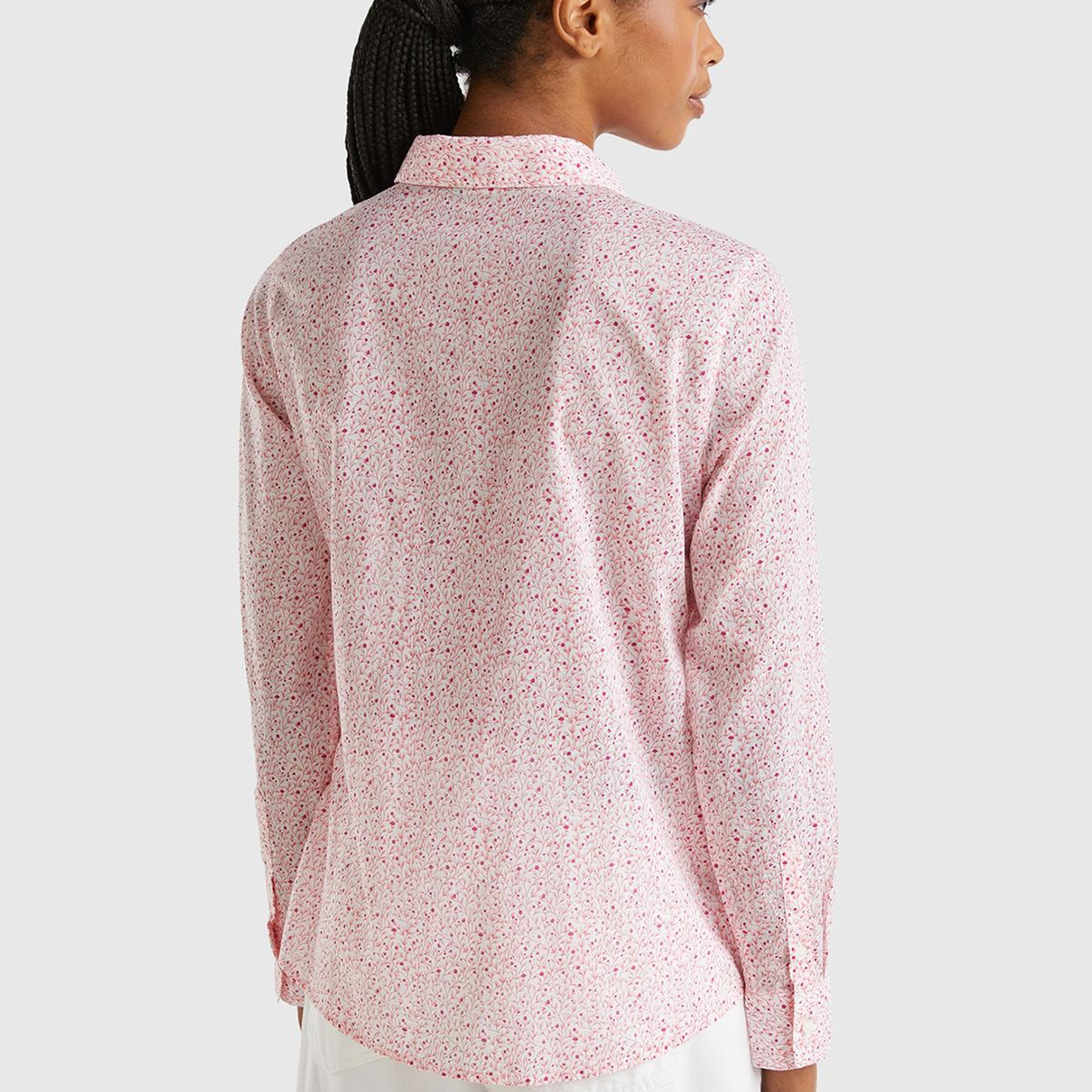 Kadın Pembe %100 Koton Desenli Gömlek