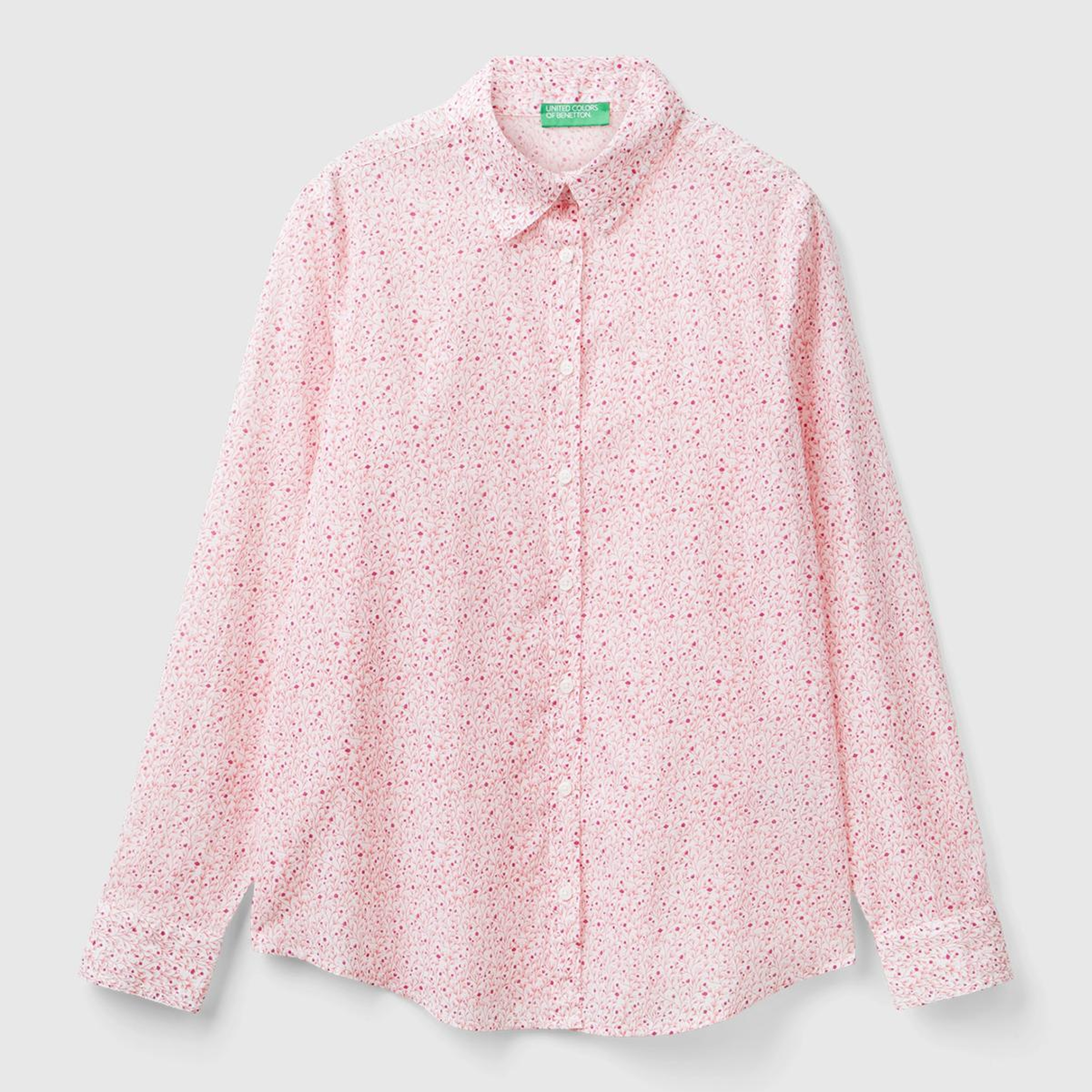 Kadın Pembe %100 Koton Desenli Gömlek