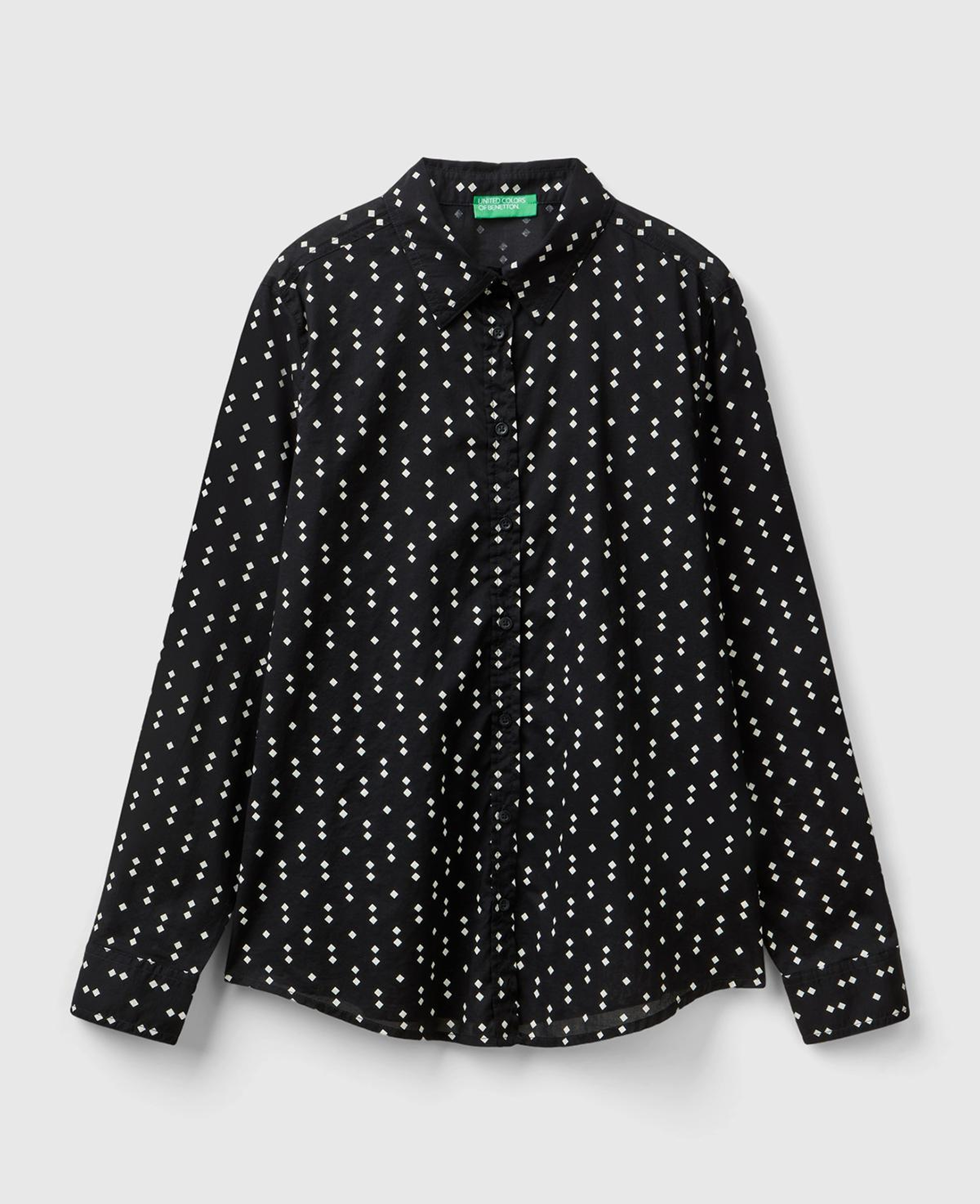 Kadın Siyah %100 Koton Desenli Gömlek