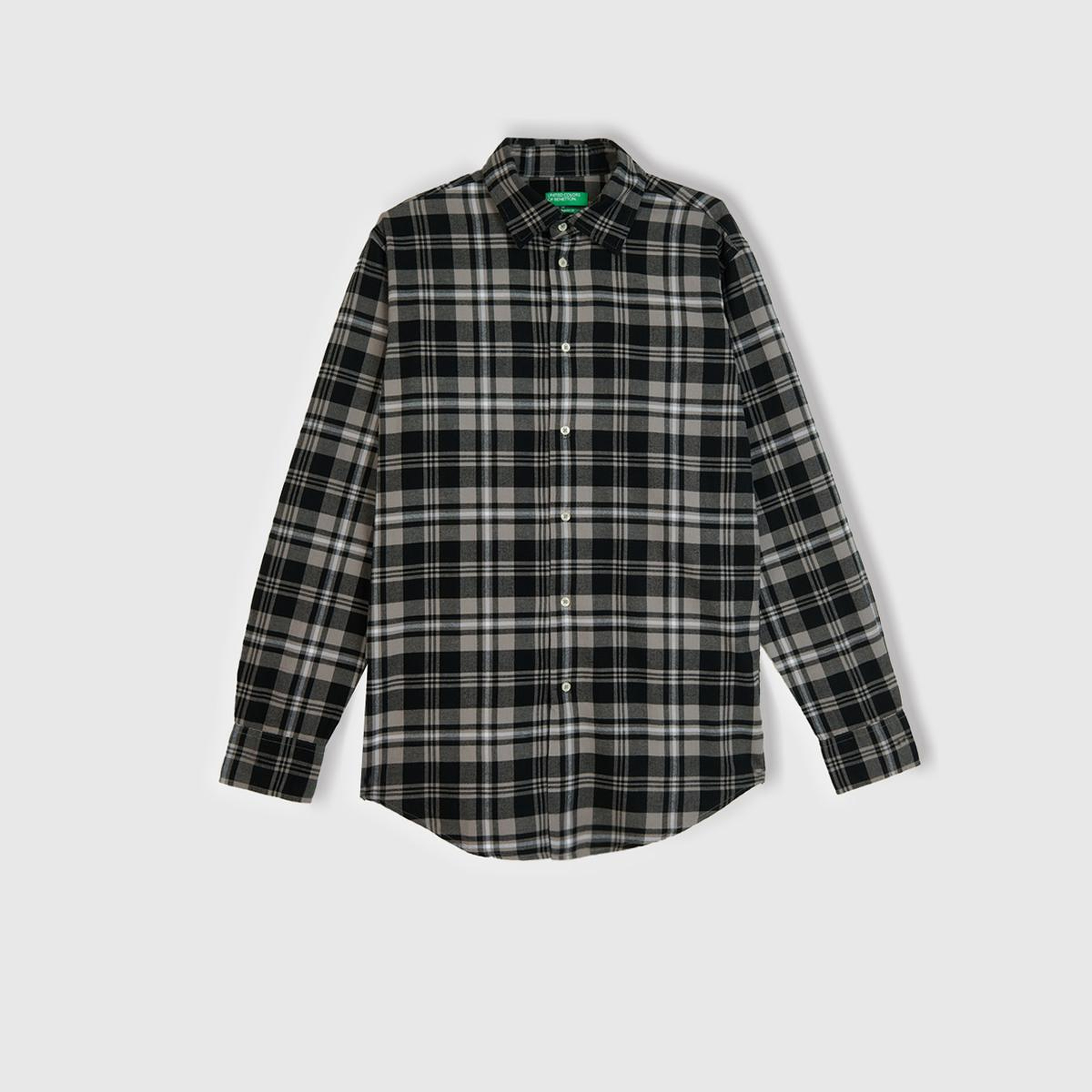 Erkek Antrasit %100 Pamuk Regular Fit Flanel Desen Uzun Kollu Gömlek