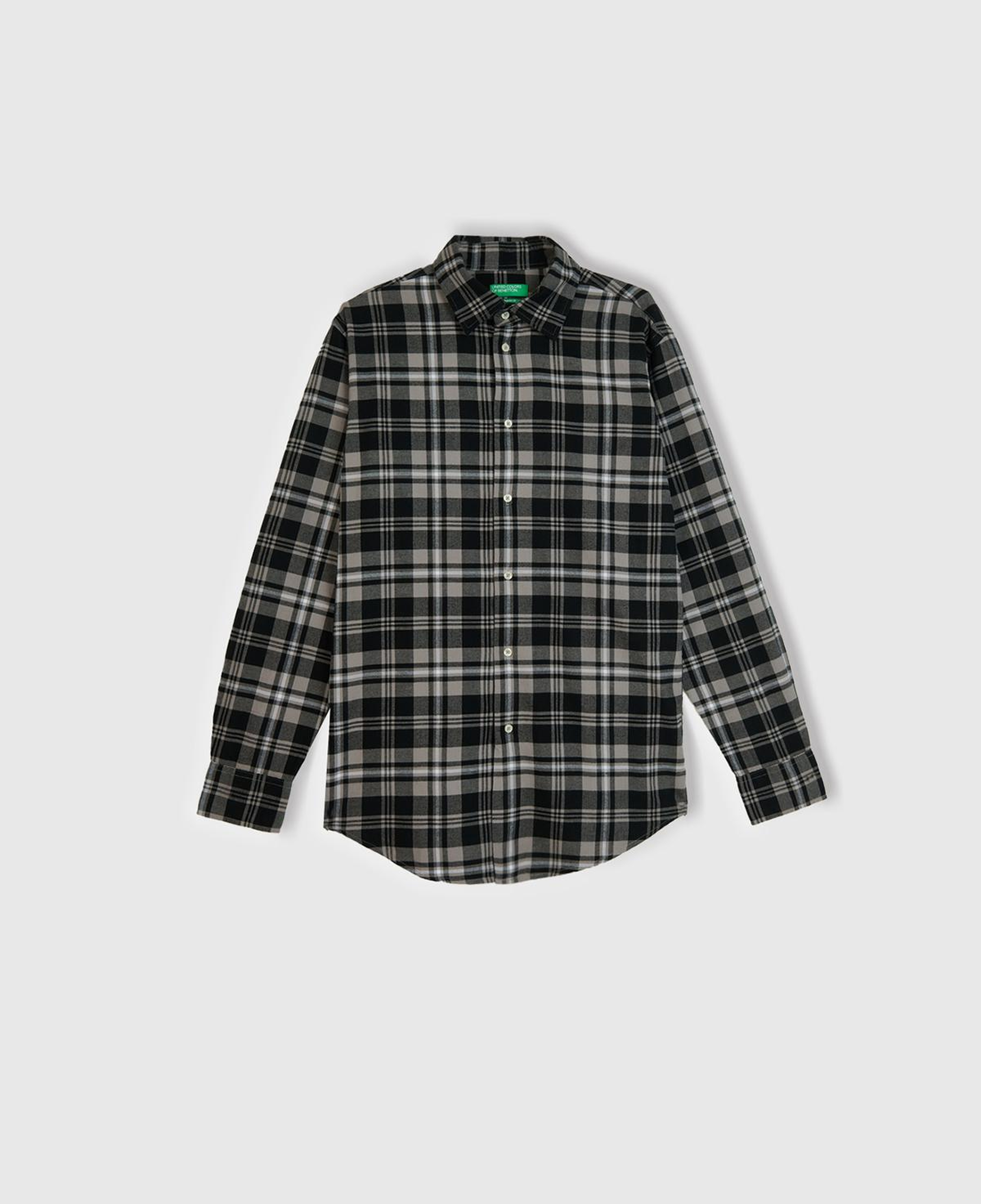 Erkek Antrasit %100 Pamuk Regular Fit Flanel Desen Uzun Kollu Gömlek