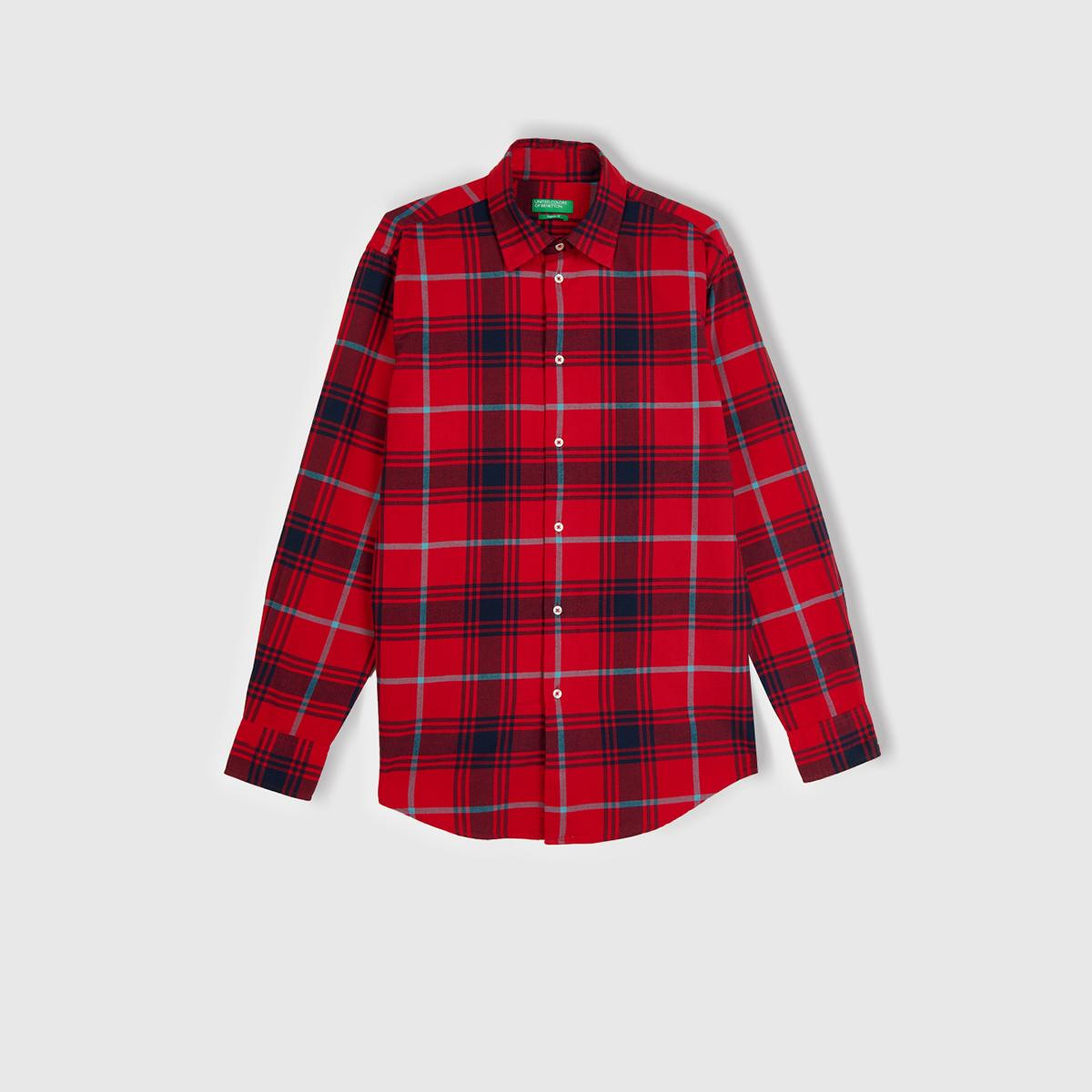 Erkek Kırmızı %100 Pamuk Regular Fit Flanel Desen Uzun Kollu Gömlek