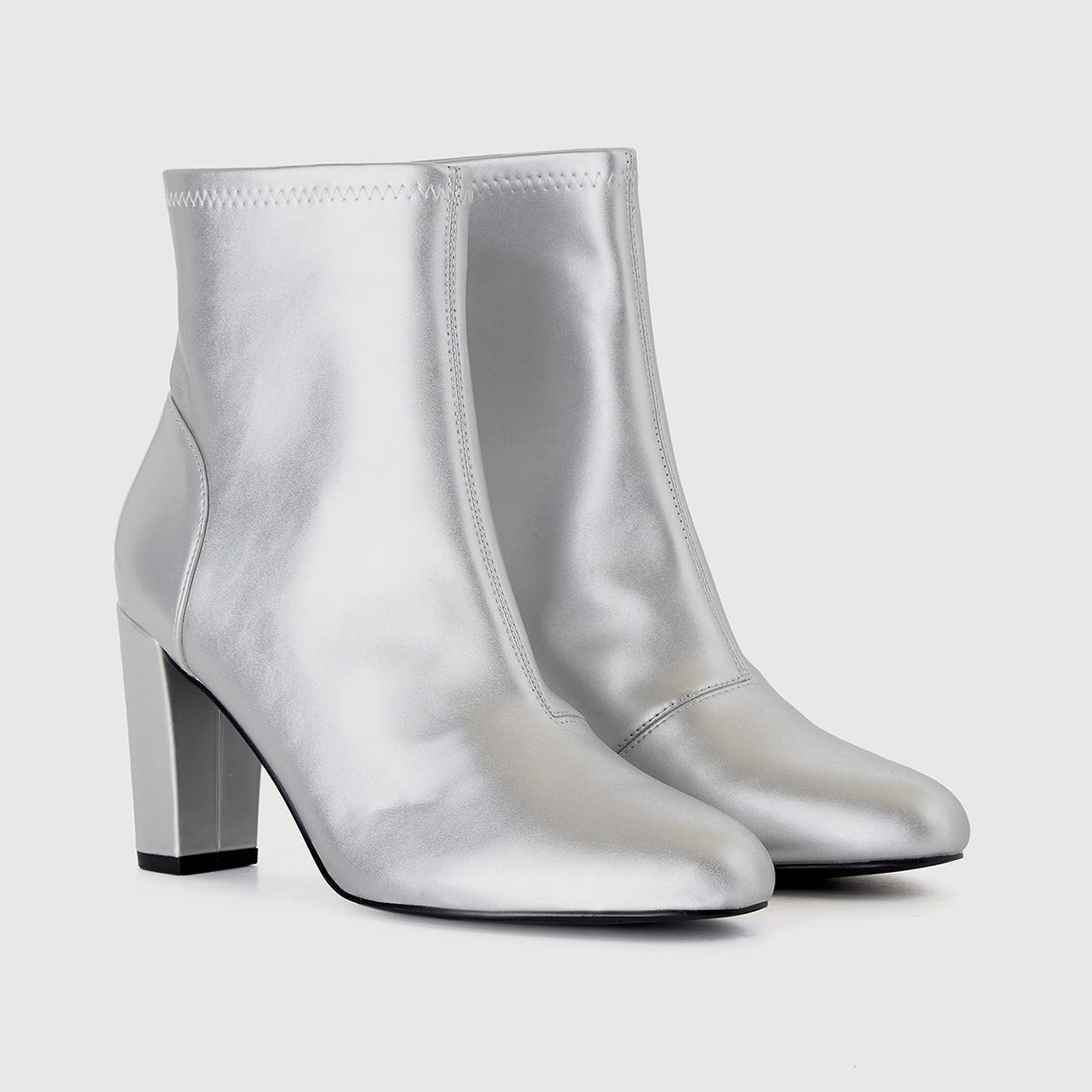 Kadın Gümüş Sivri Burun Topuklu Bot
