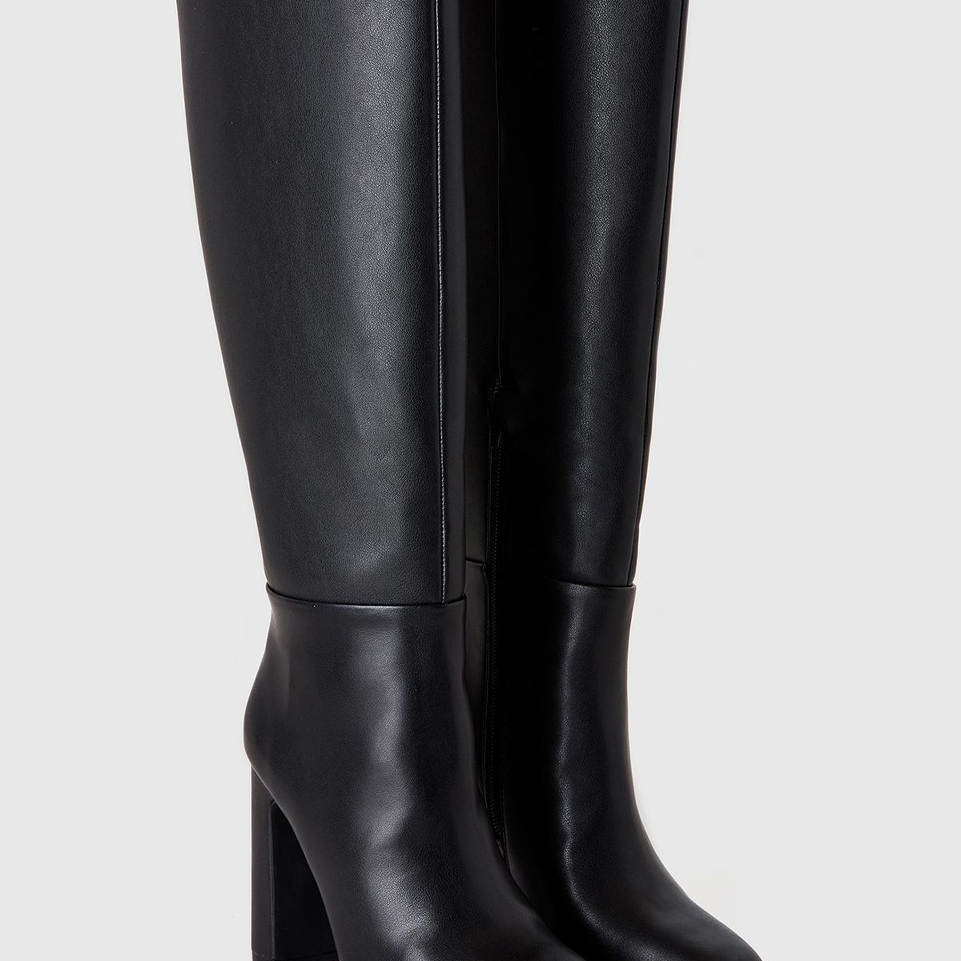 Kadın Siyah Suni Deri Uzun Çizme