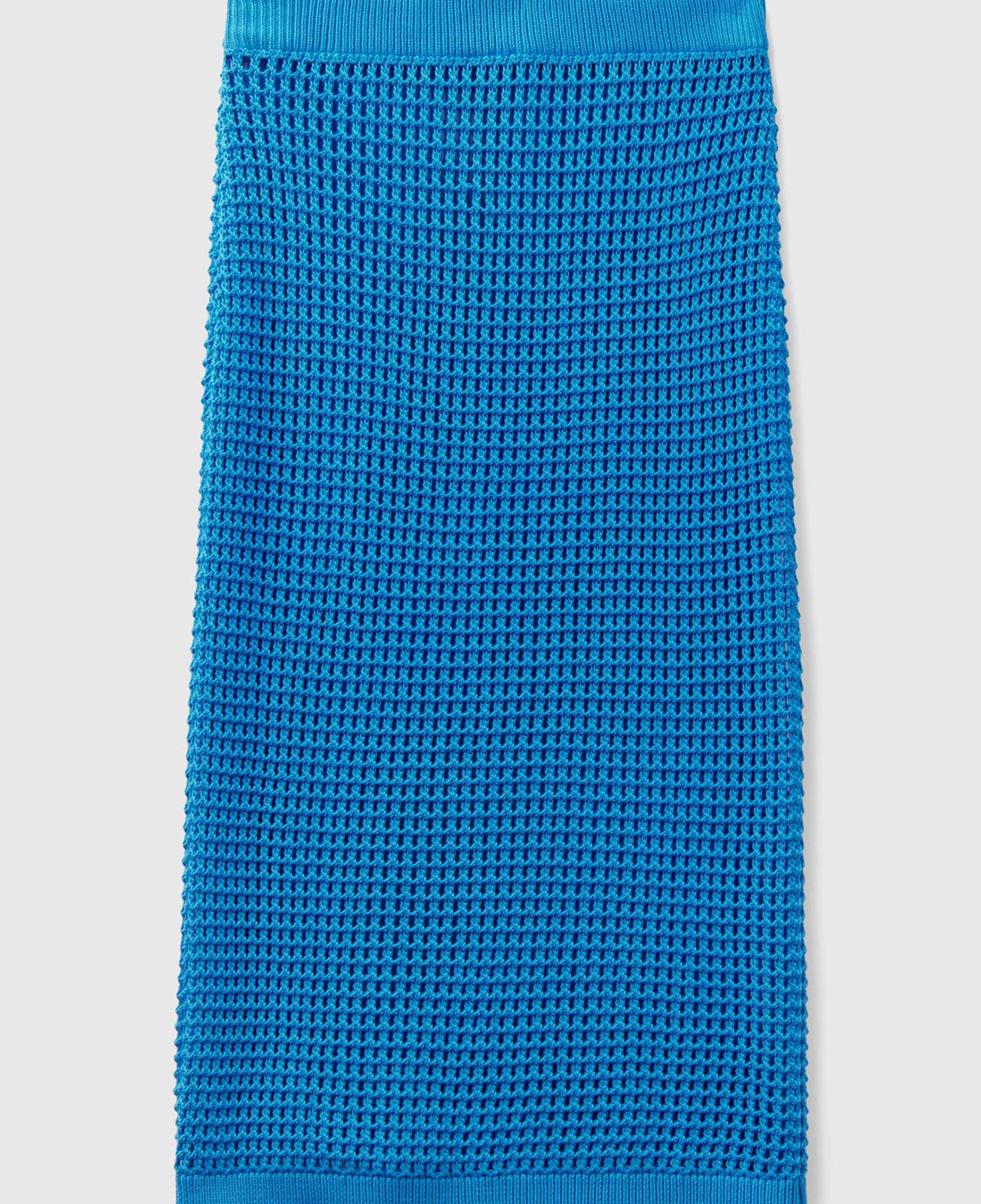 Kadın Mavi %100 Pamuk Örgü Motifli Diz Altı Etek