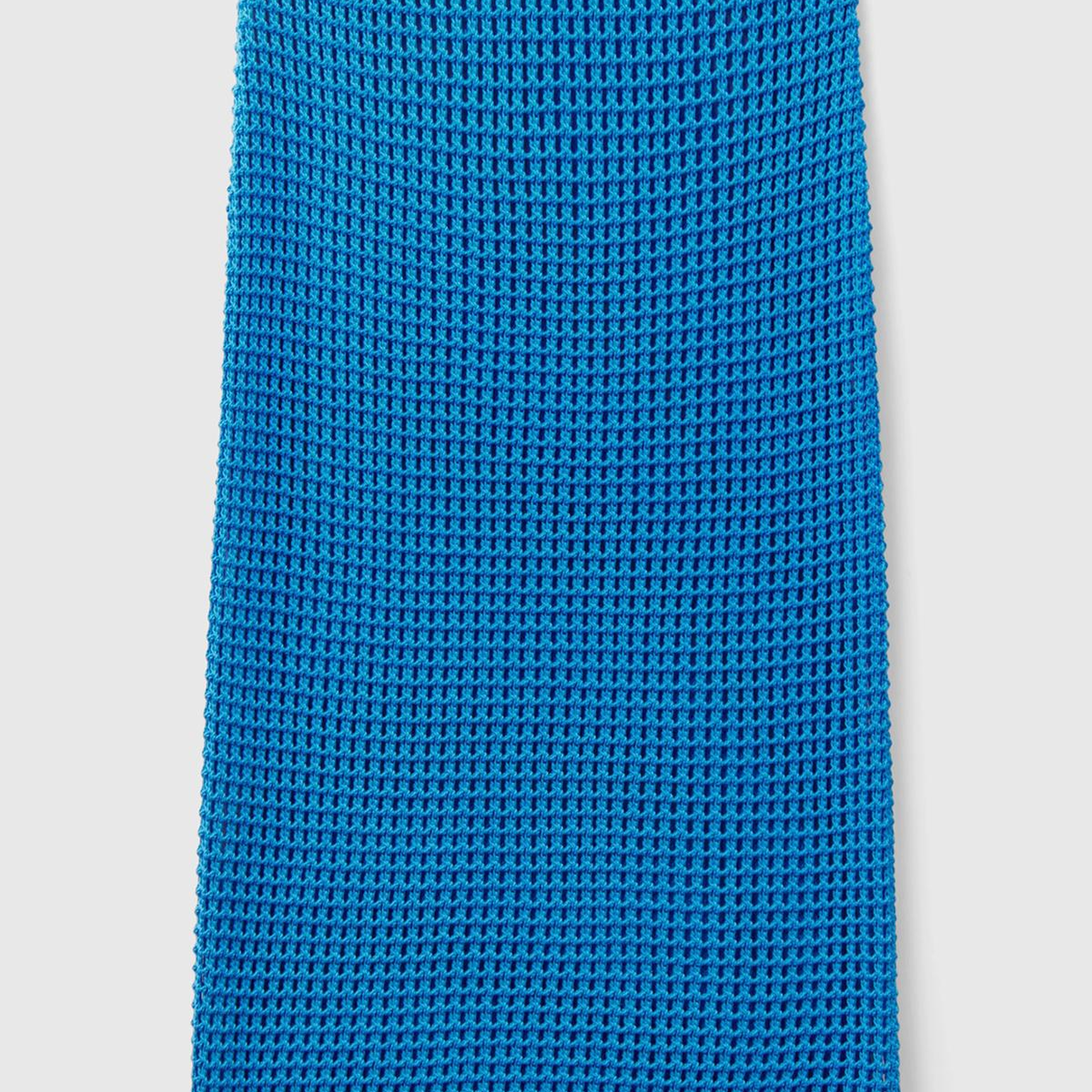 Kadın Mavi %100 Pamuk Örgü Motifli Diz Altı Etek