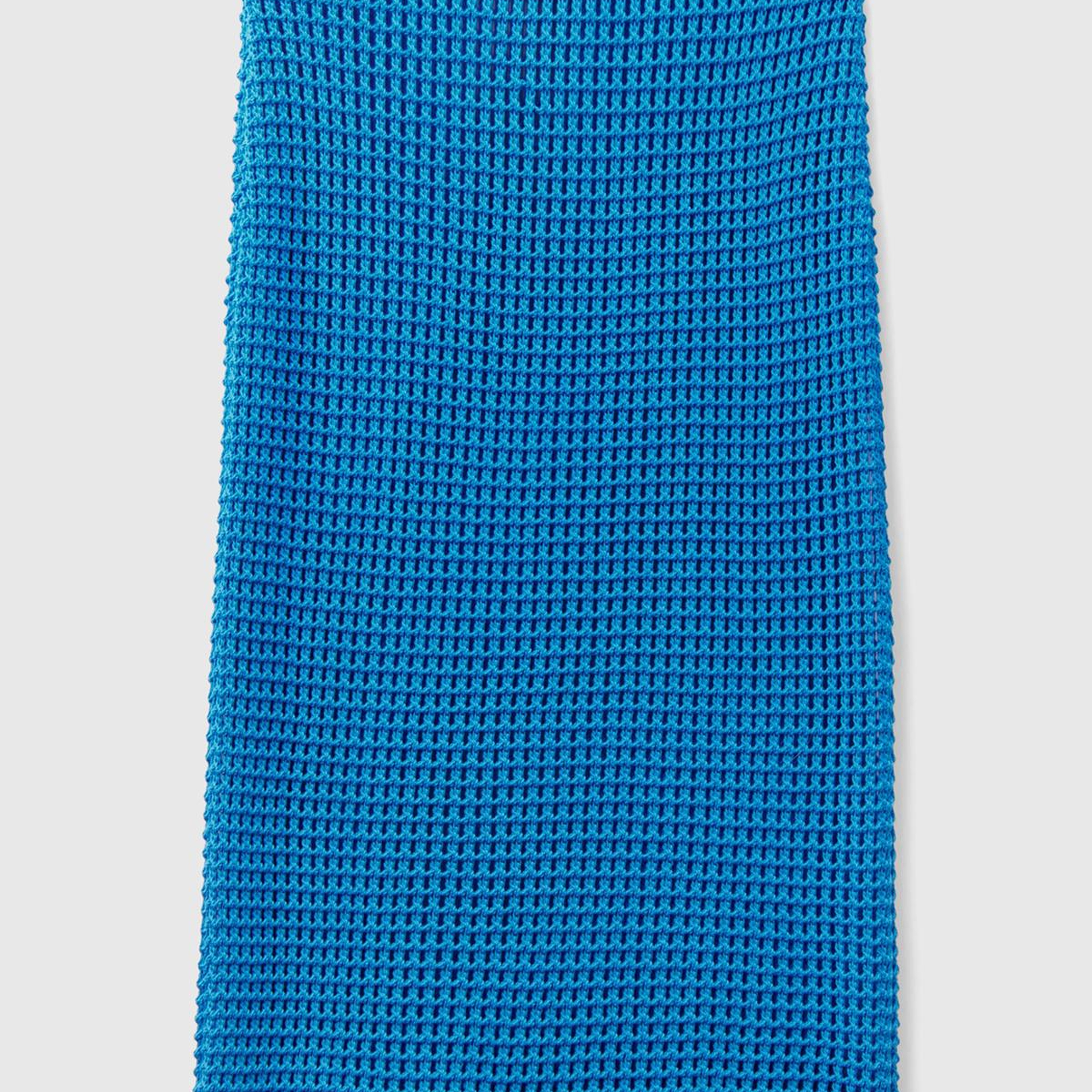 Kadın Mavi %100 Pamuk Örgü Motifli Diz Altı Etek