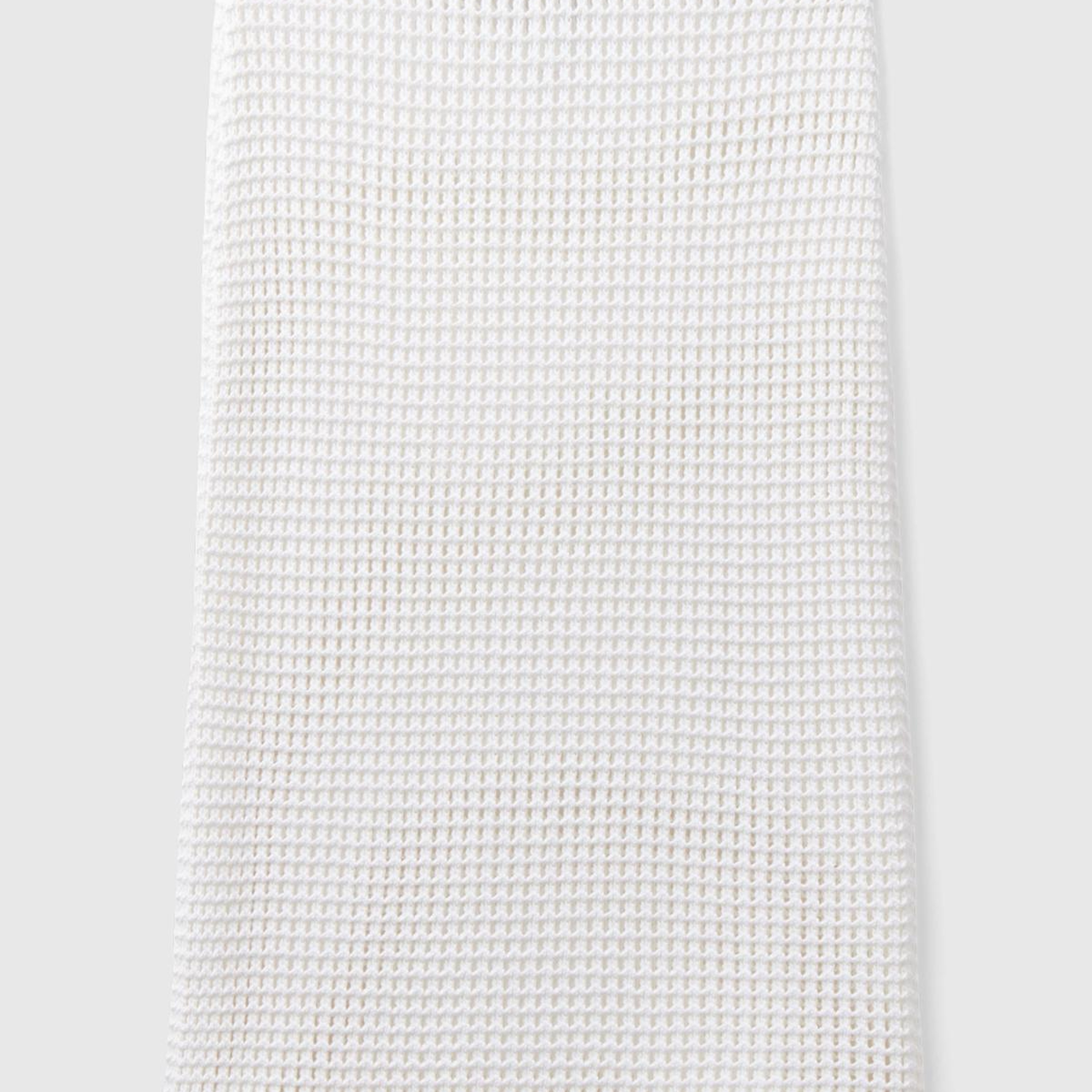 Kadın Beyaz %100 Pamuk Örgü Motifli Diz Altı Etek