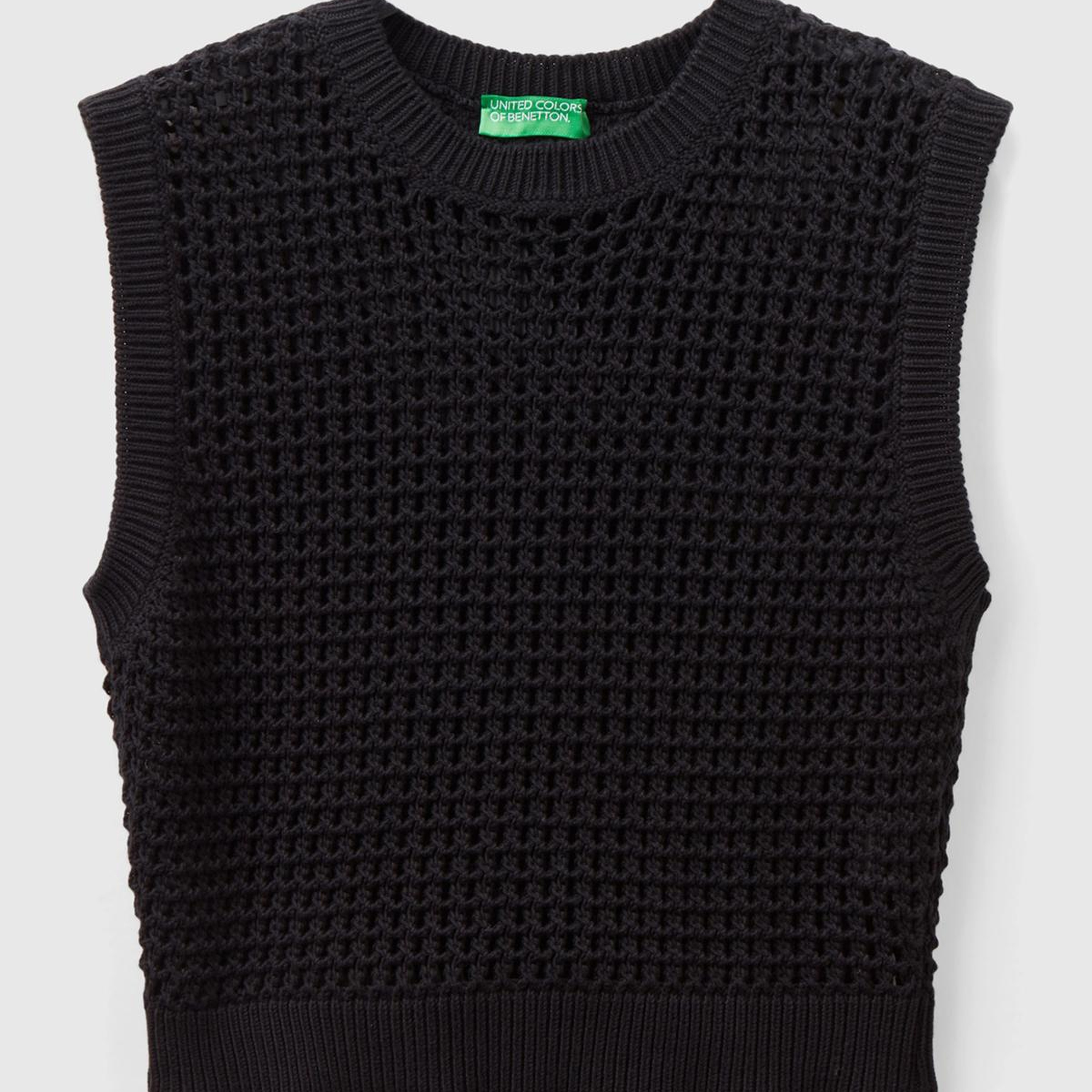 Kadın Siyah %100 Pamuk Örgü Motifli Kalın Askılı Süveter