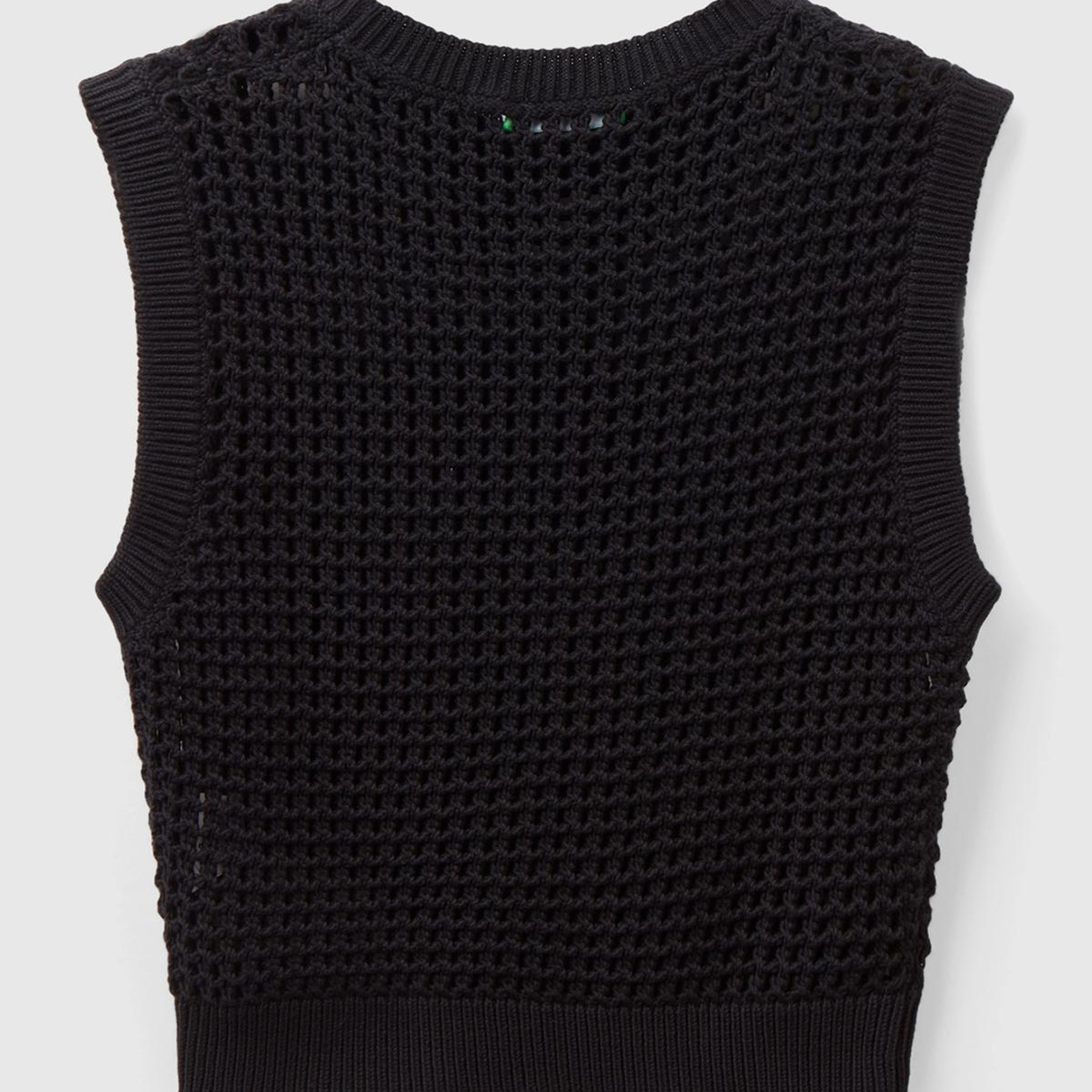 Kadın Siyah %100 Pamuk Örgü Motifli Kalın Askılı Süveter