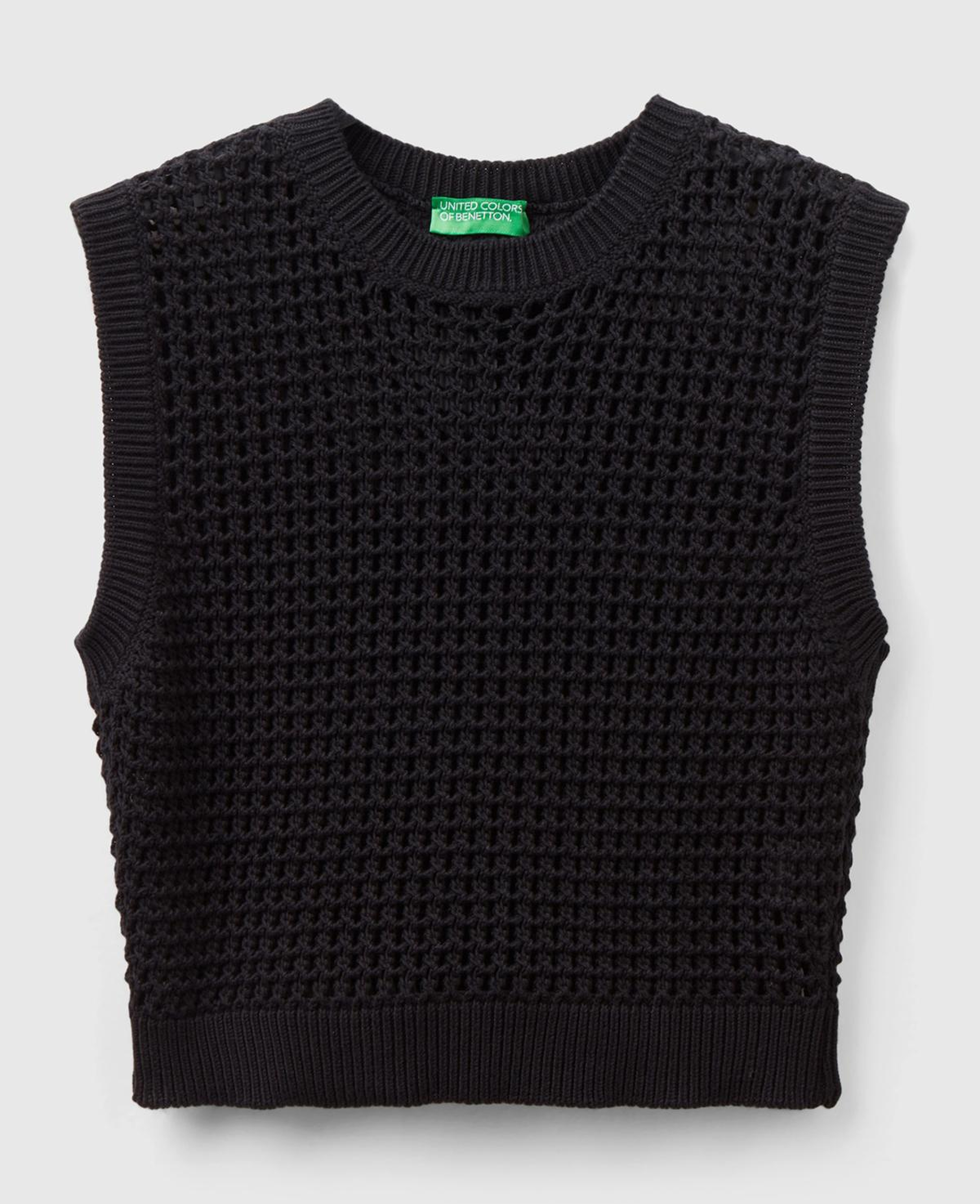 Kadın Siyah %100 Pamuk Örgü Motifli Kalın Askılı Süveter