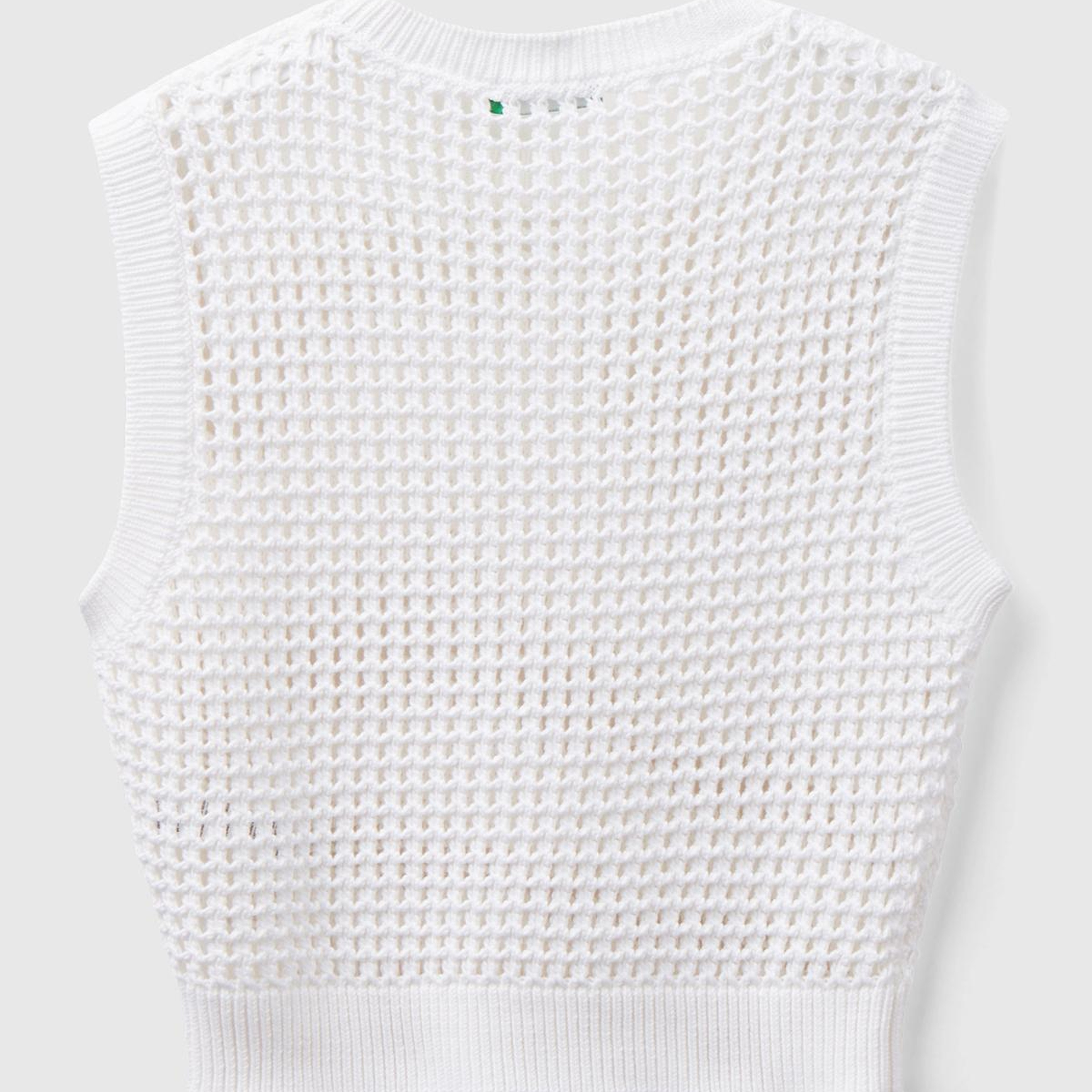Kadın Beyaz %100 Pamuk Örgü Motifli Kalın Askılı Süveter