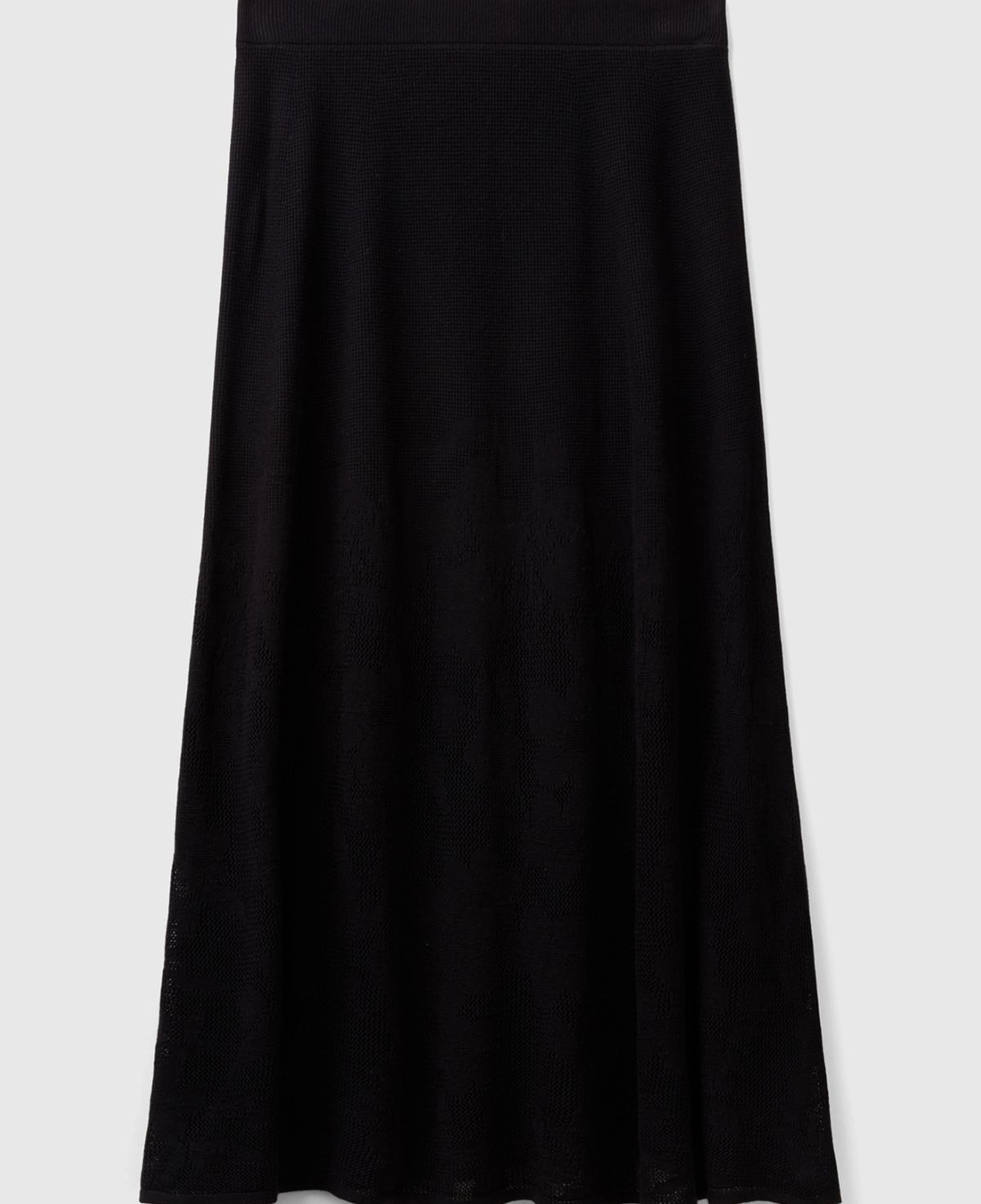 Kadın Siyah Pamuk Modal Karışımlı Dantel Dokulu Midi Etek