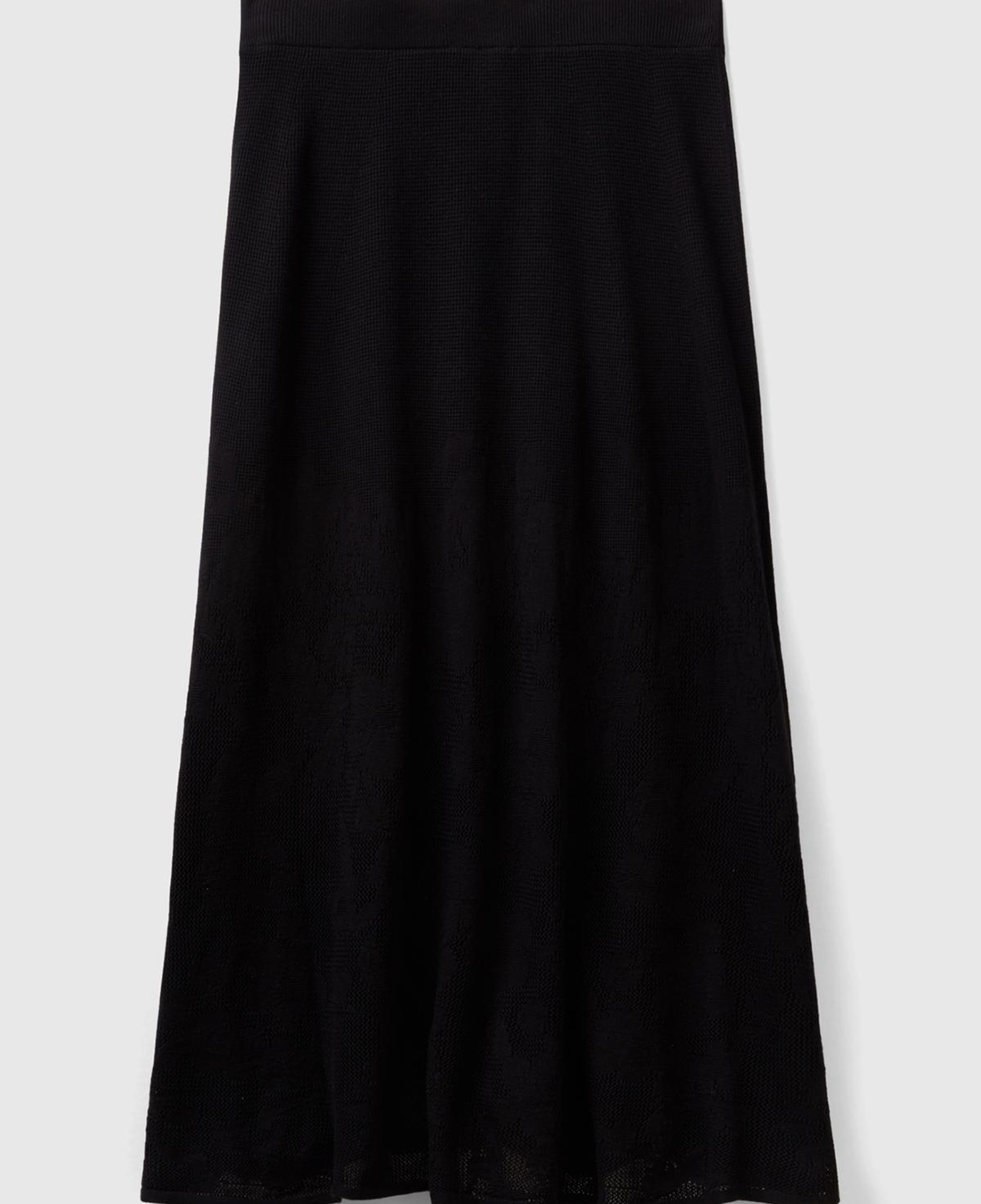 Kadın Siyah Pamuk Modal Karışımlı Dantel Dokulu Midi Etek