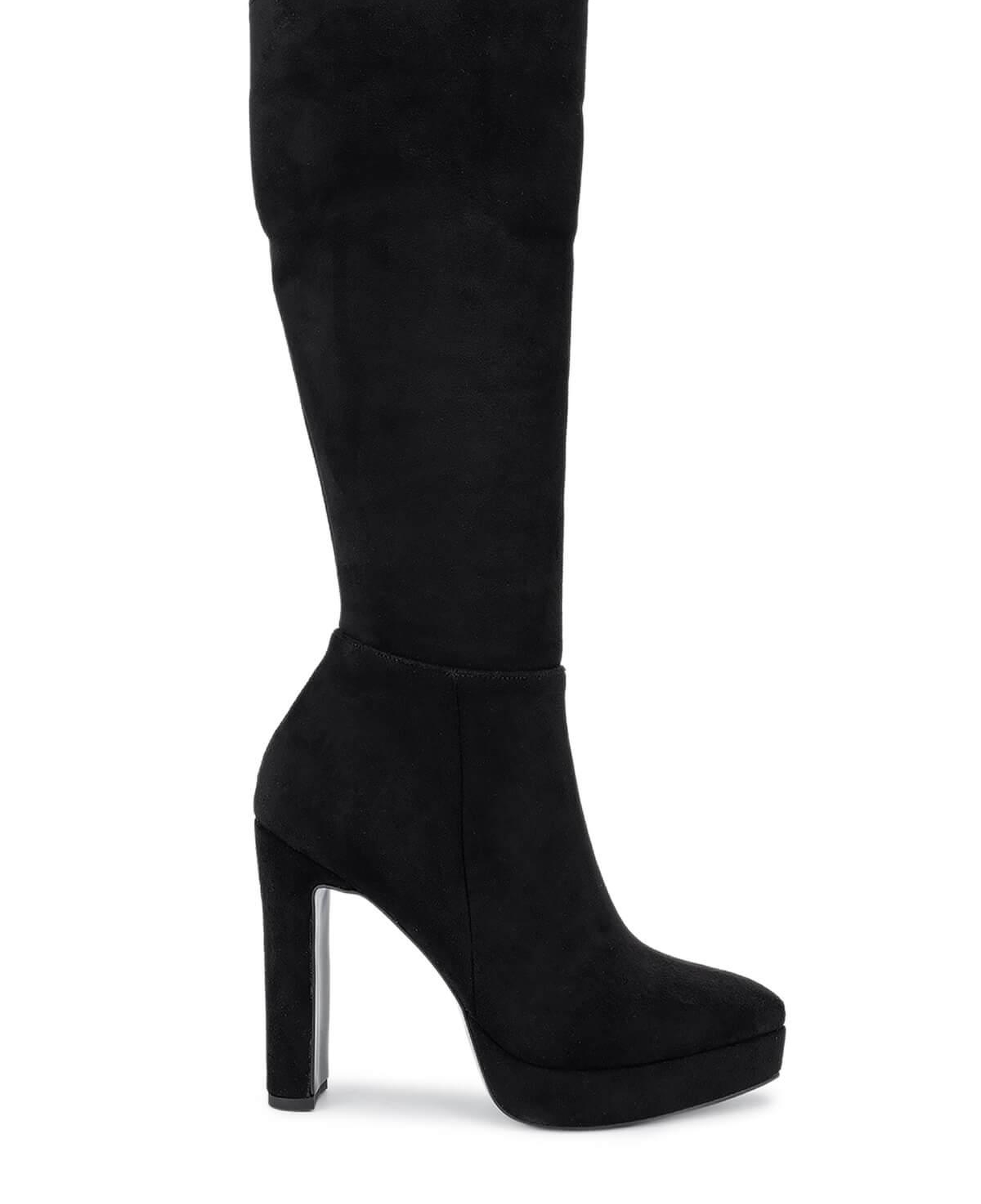 Tamer Tanca Kadın Suni Deri Siyah Süet Topuklu Çizme
