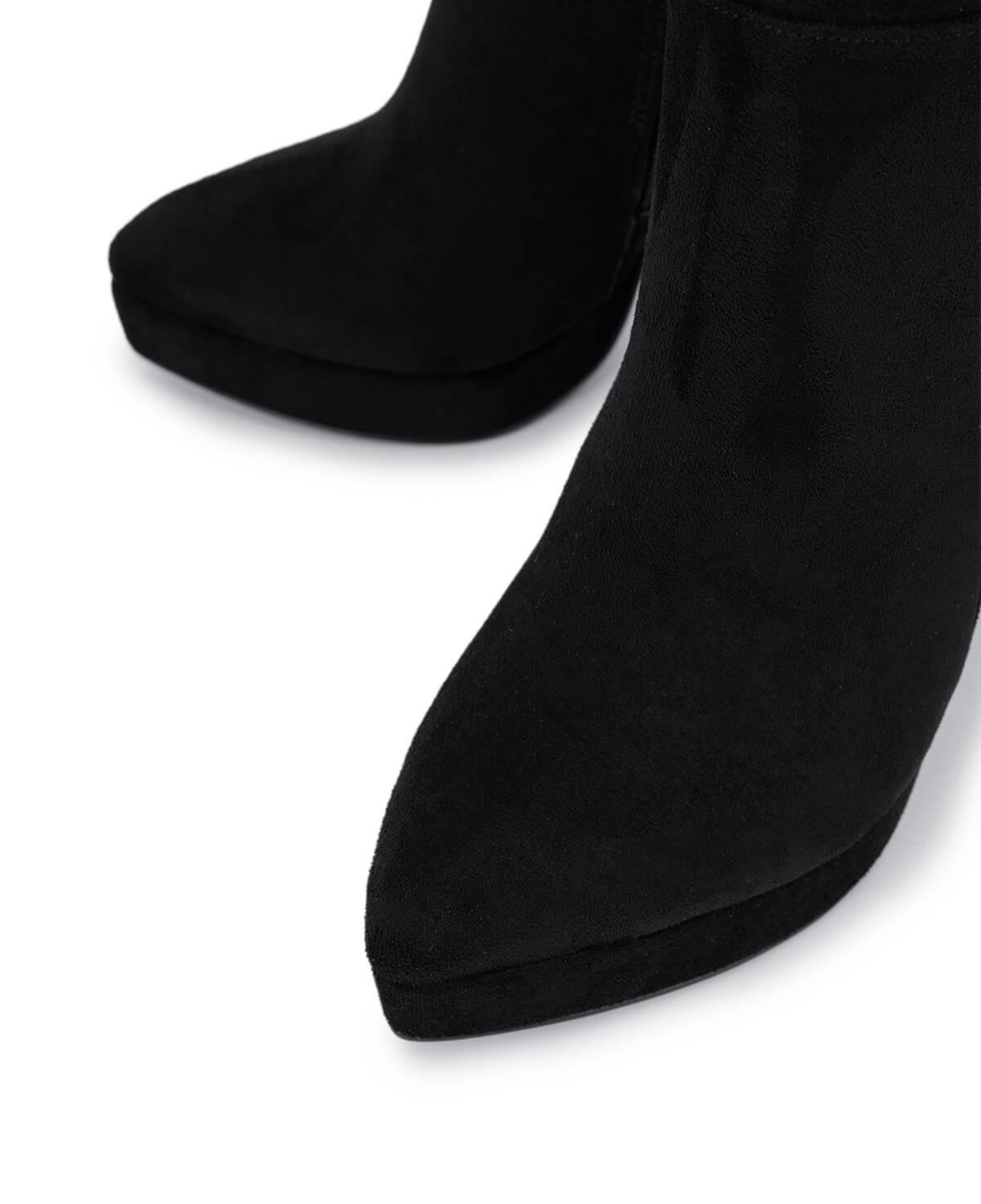 Tamer Tanca Kadın Suni Deri Siyah Süet Topuklu Çizme