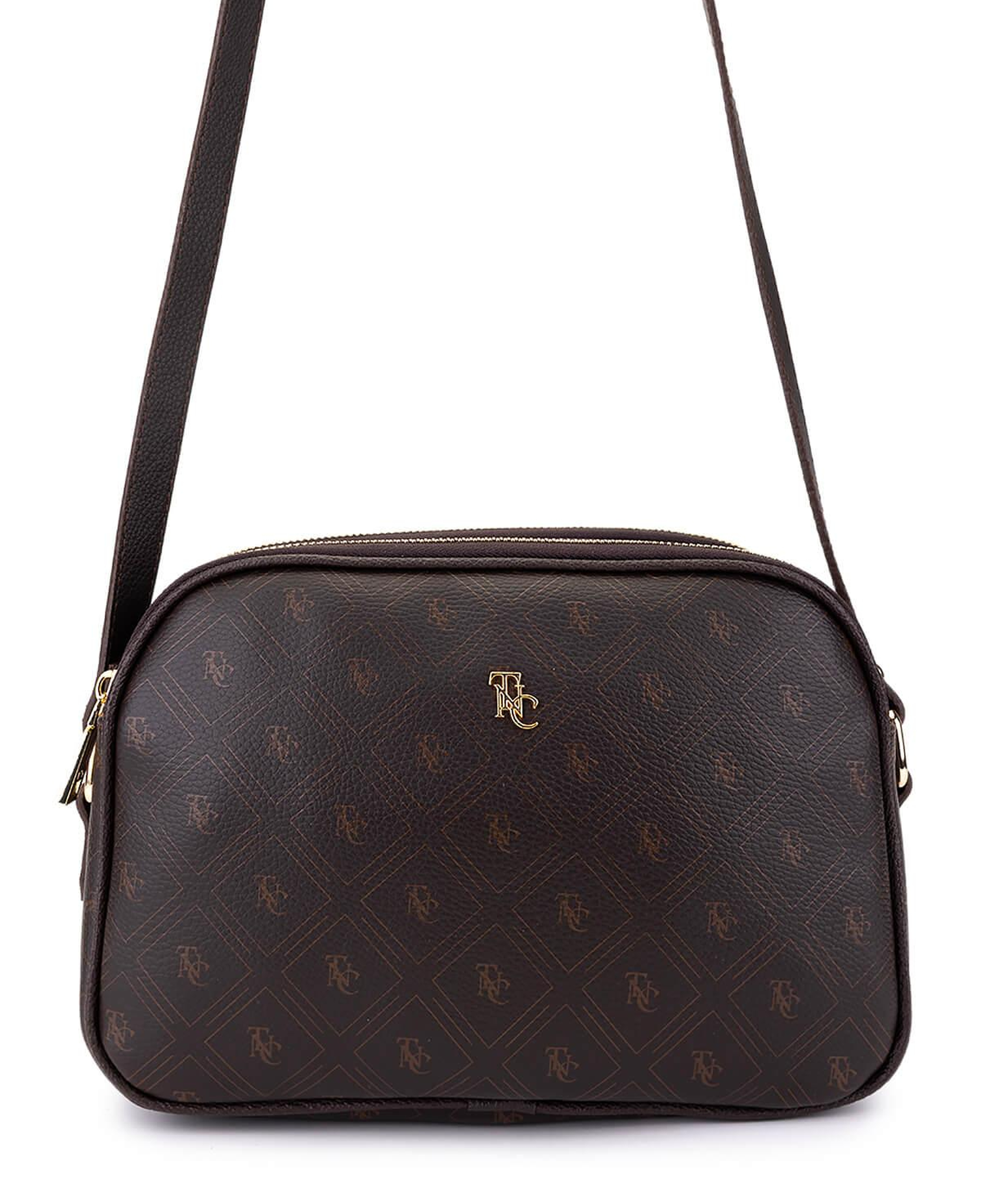 Tamer Tanca Kadın Suni Deri Kahverengi Desen Postacı Çanta