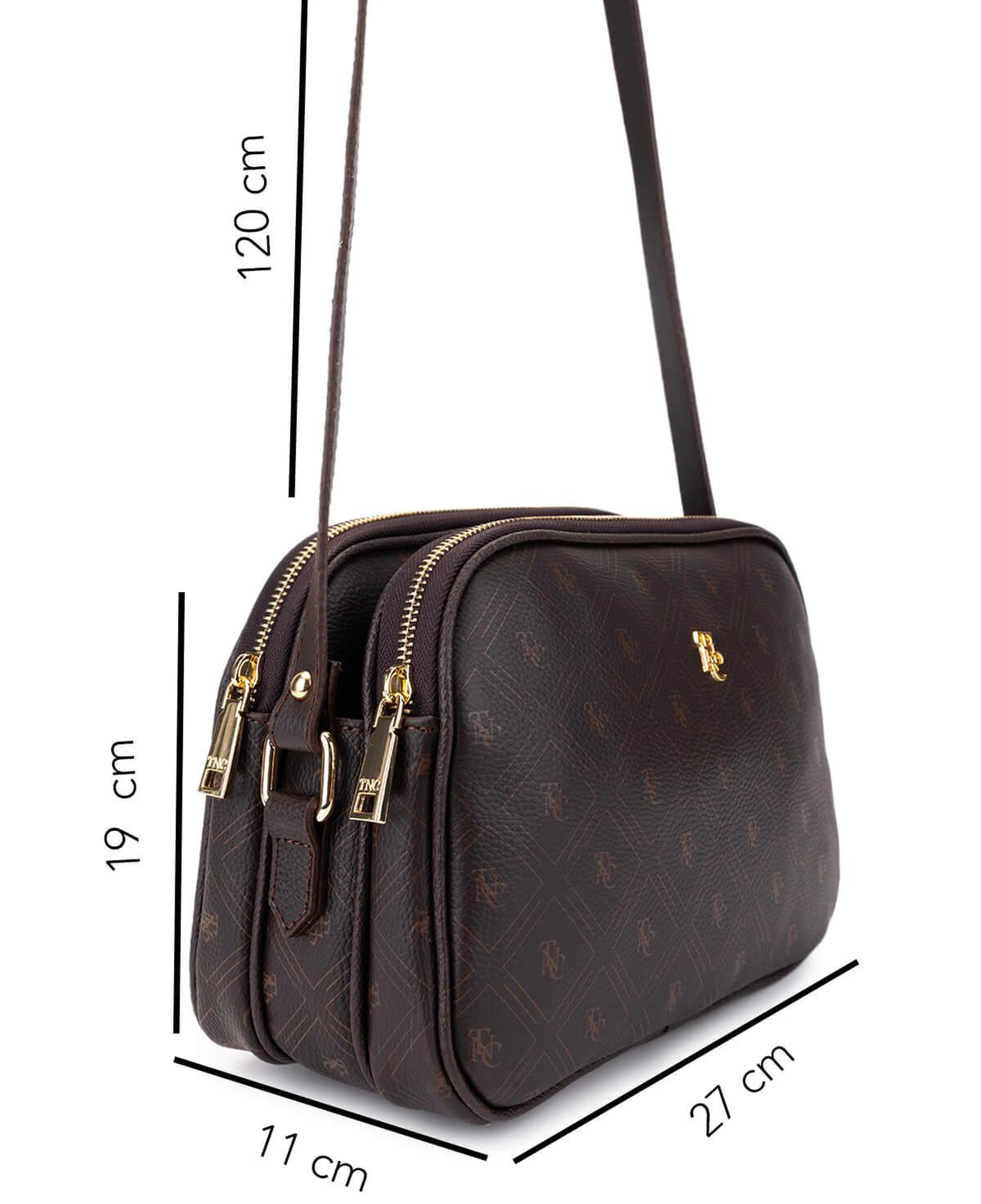 Tamer Tanca Kadın Suni Deri Kahverengi Desen Postacı Çanta