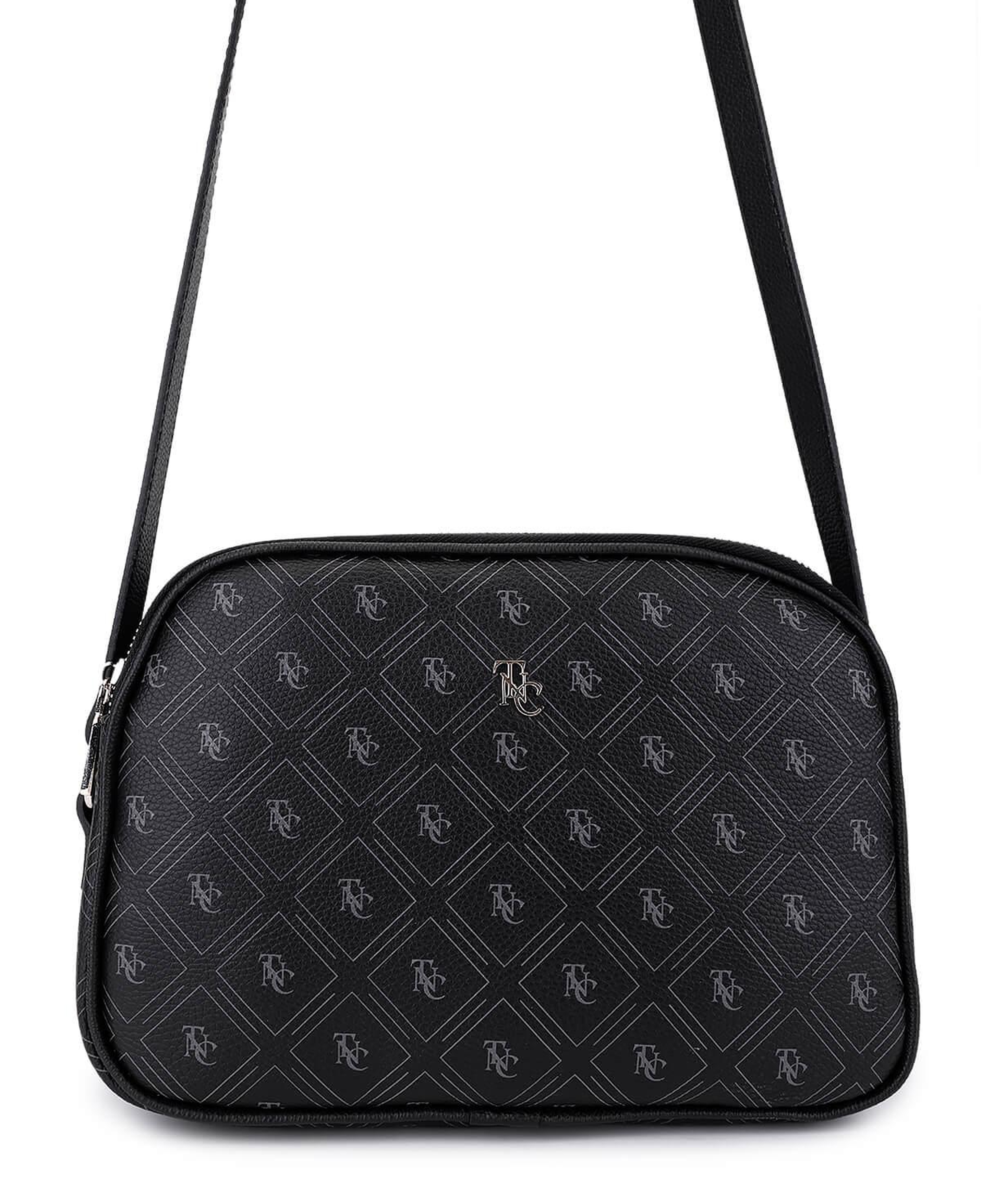 Tamer Tanca Kadın Suni Deri Siyah Desen Postacı Çanta