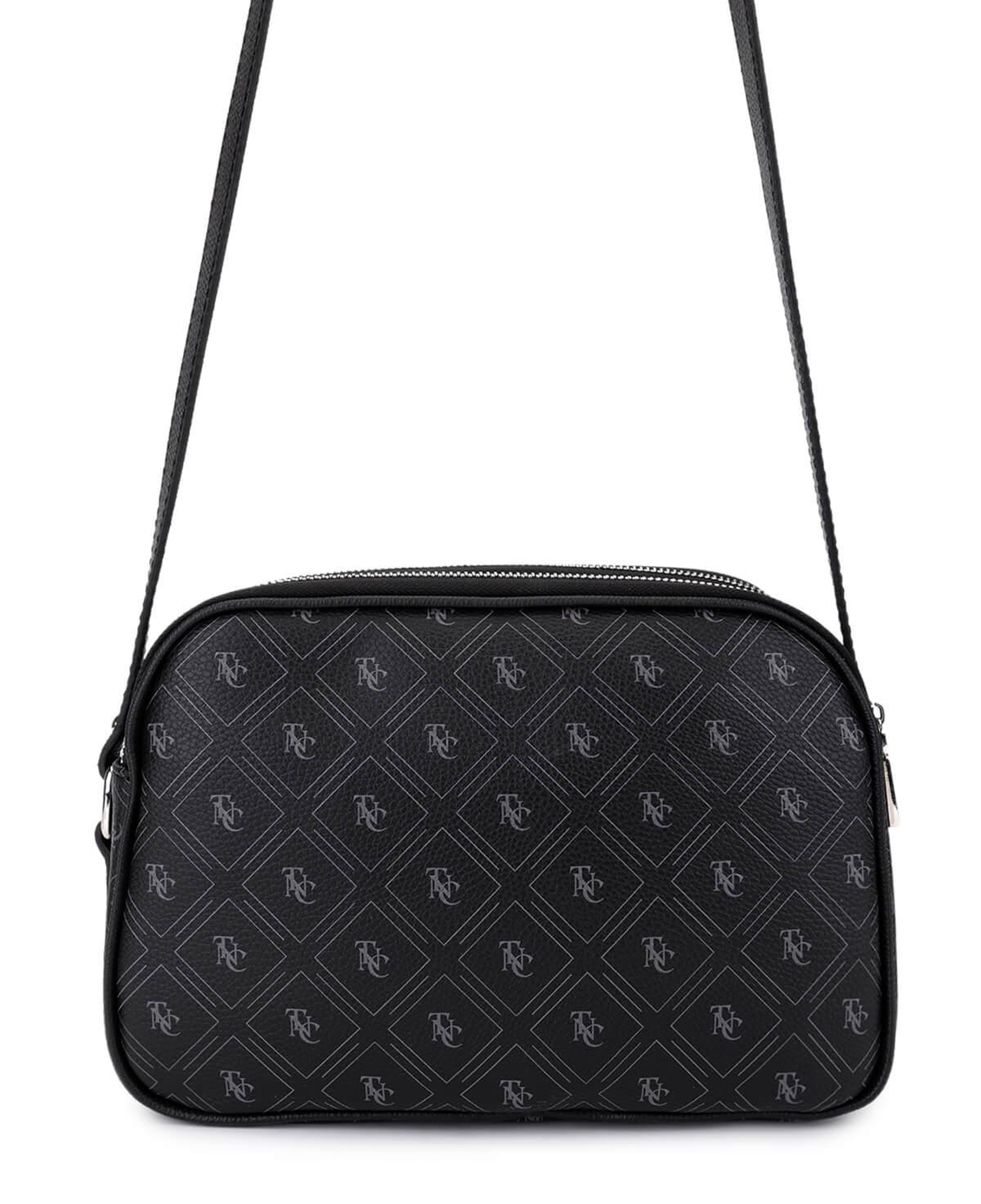 Tamer Tanca Kadın Suni Deri Siyah Desen Postacı Çanta