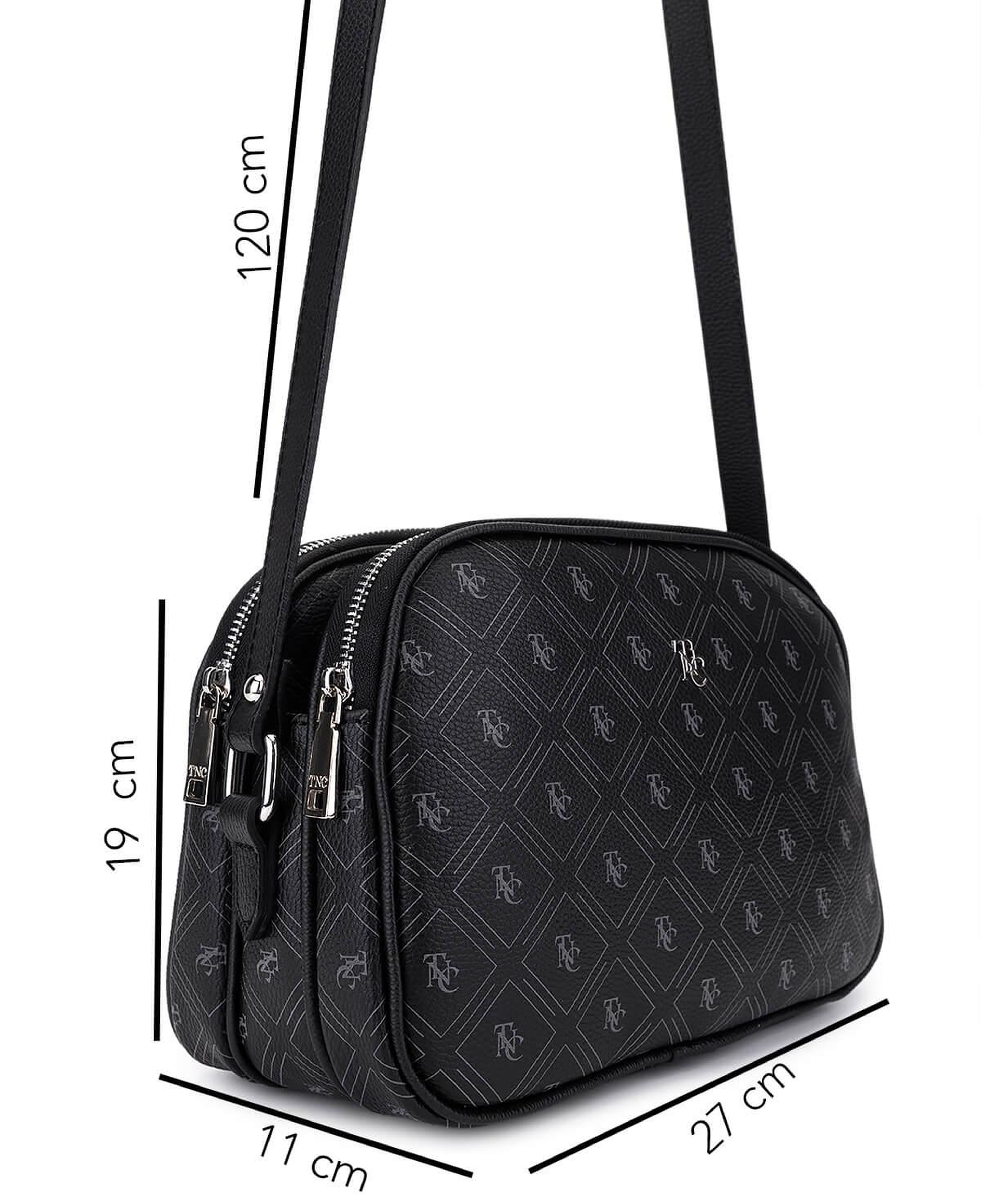 Tamer Tanca Kadın Suni Deri Siyah Desen Postacı Çanta