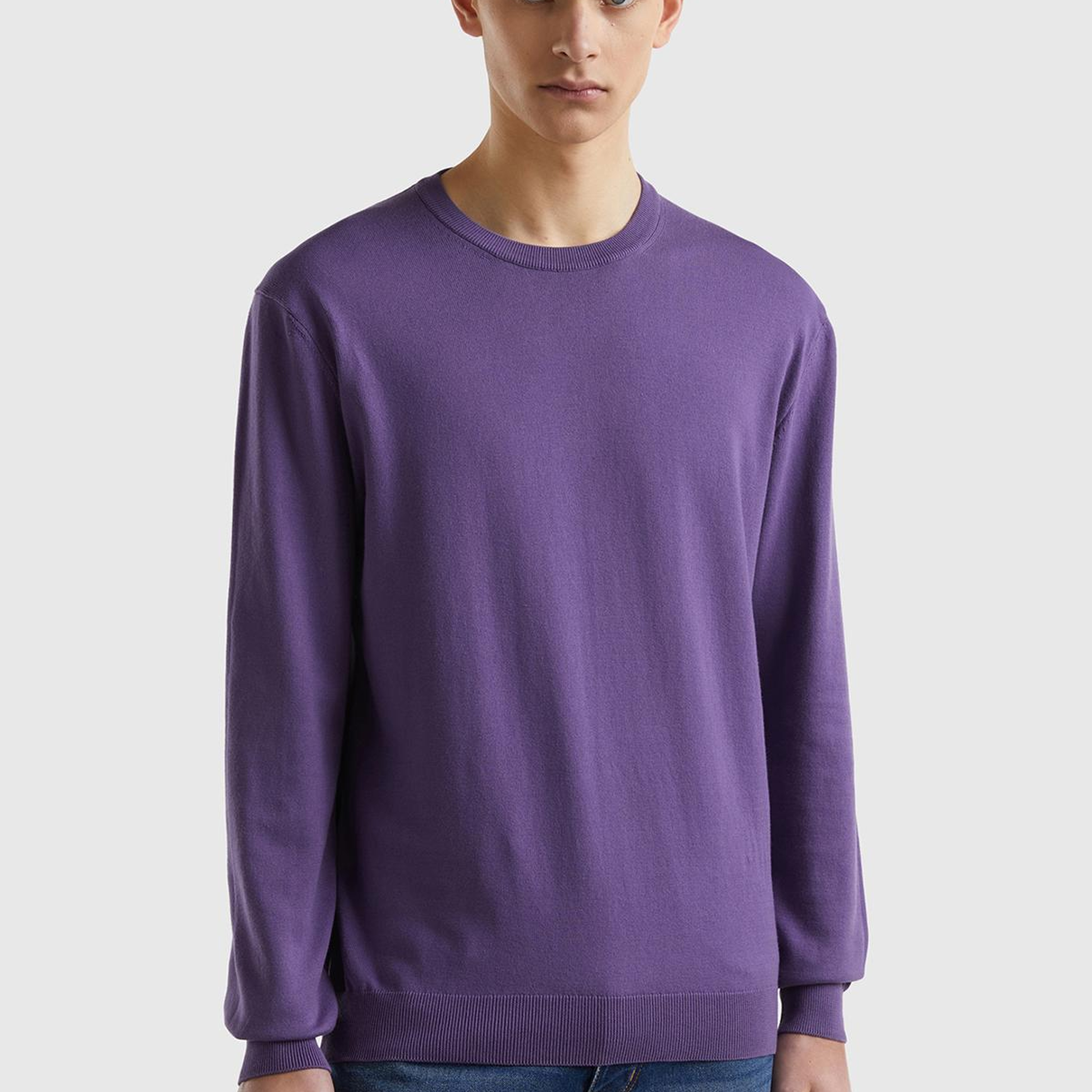 Erkek Mor %100 Koton Bisiklet YakaKazak