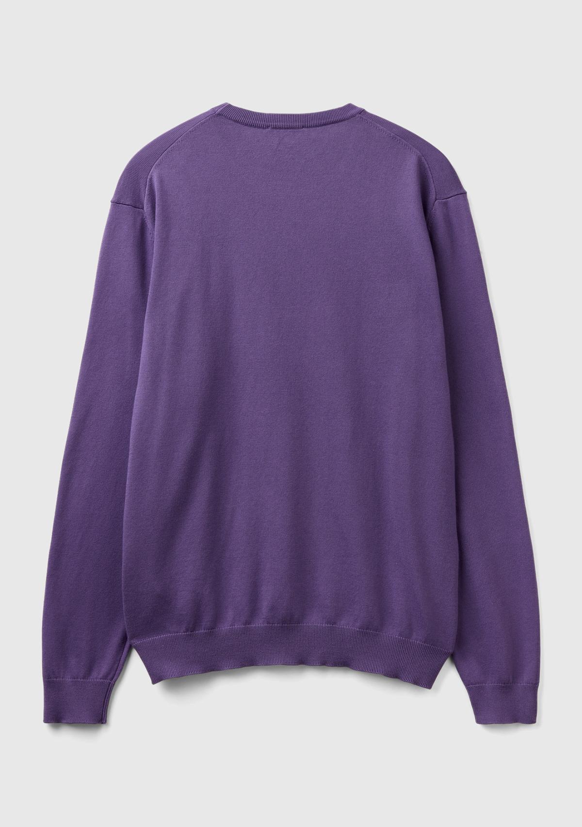 Erkek Mor %100 Koton Bisiklet YakaKazak