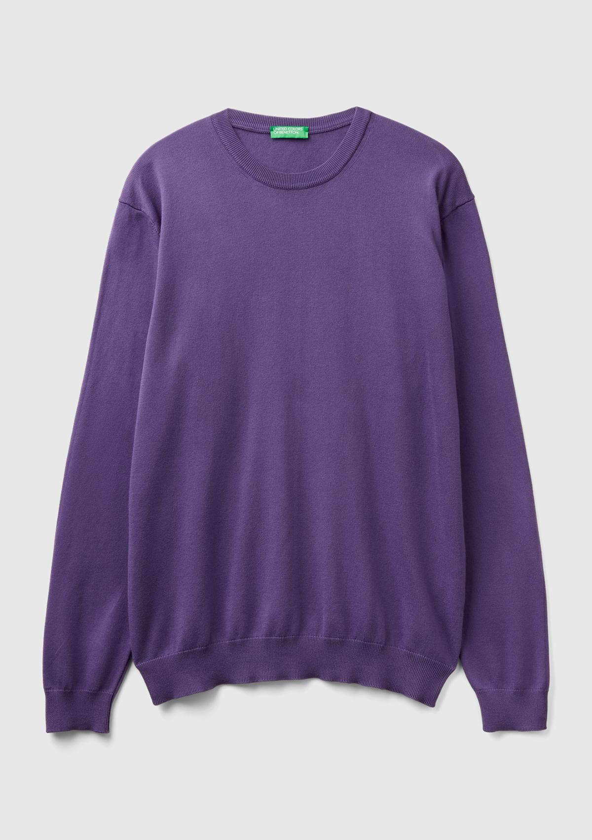 Erkek Mor %100 Koton Bisiklet YakaKazak