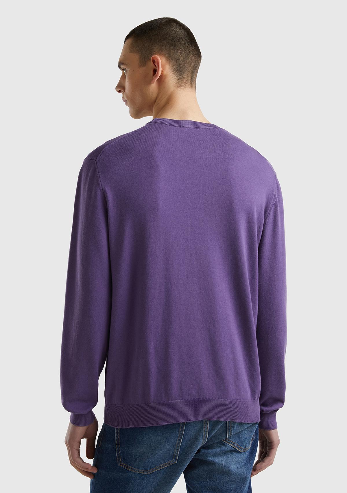 Erkek Mor %100 Koton Bisiklet YakaKazak