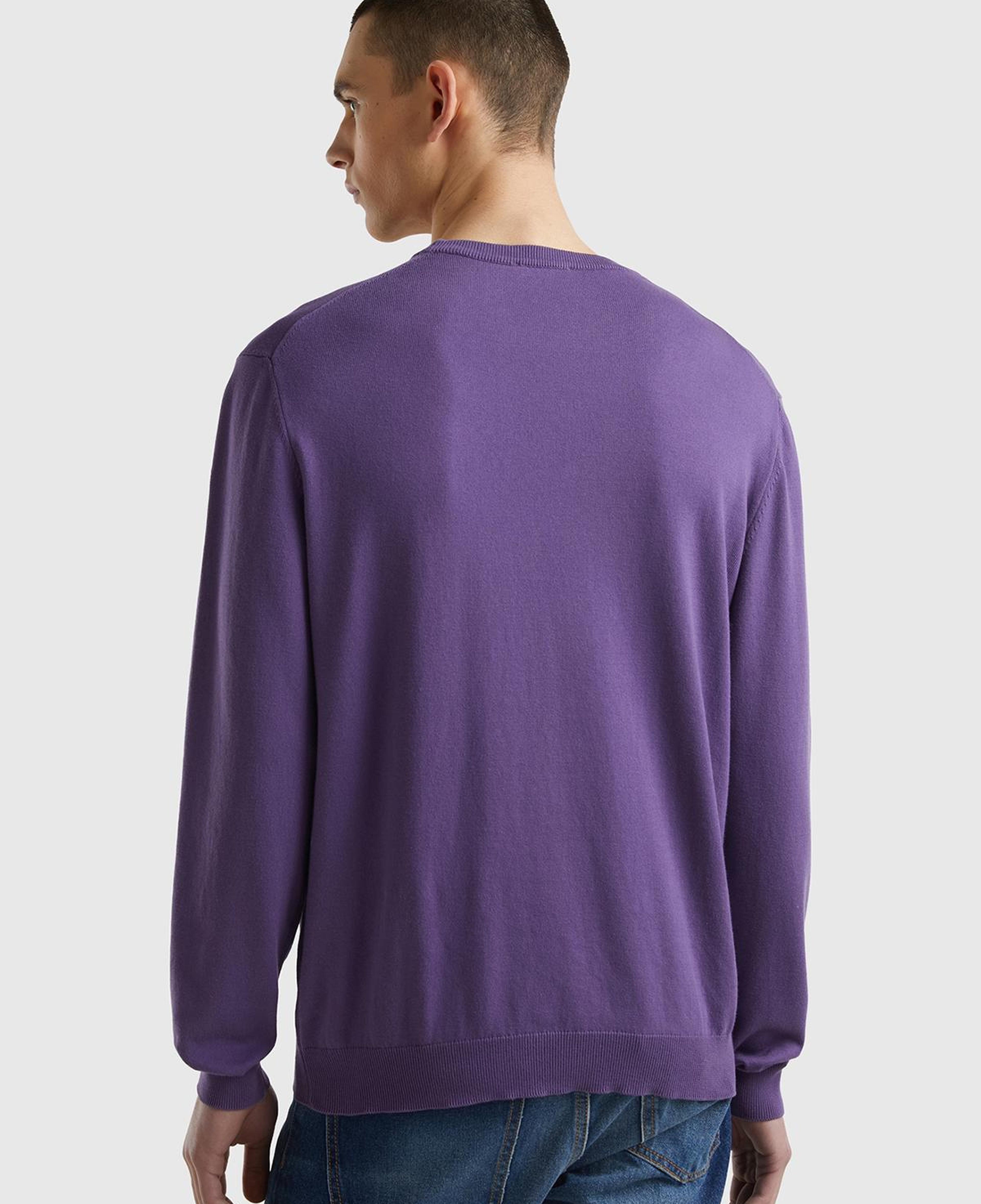 Erkek Mor %100 Koton Bisiklet YakaKazak