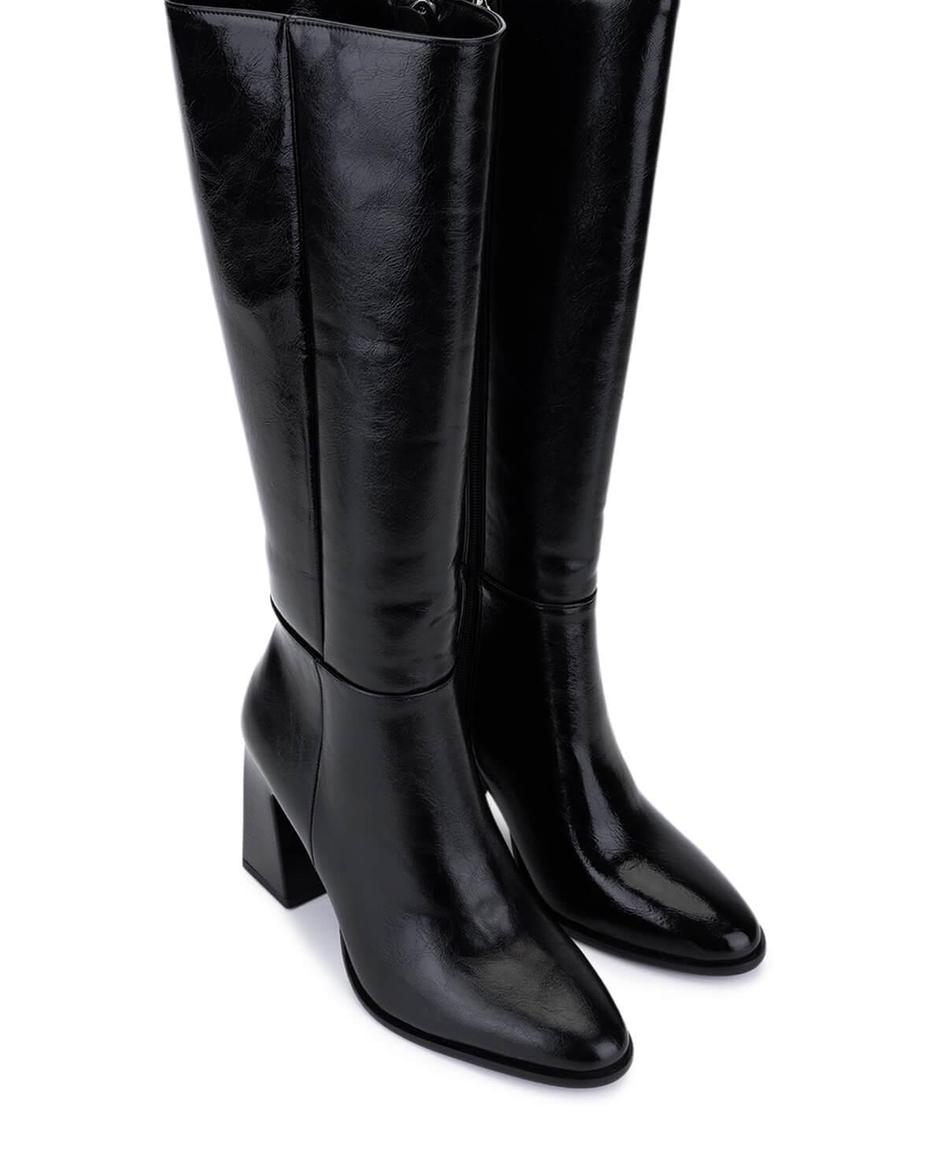 Tamer Tanca Kadın Suni Deri Siyah Deri Topuklu Çizme