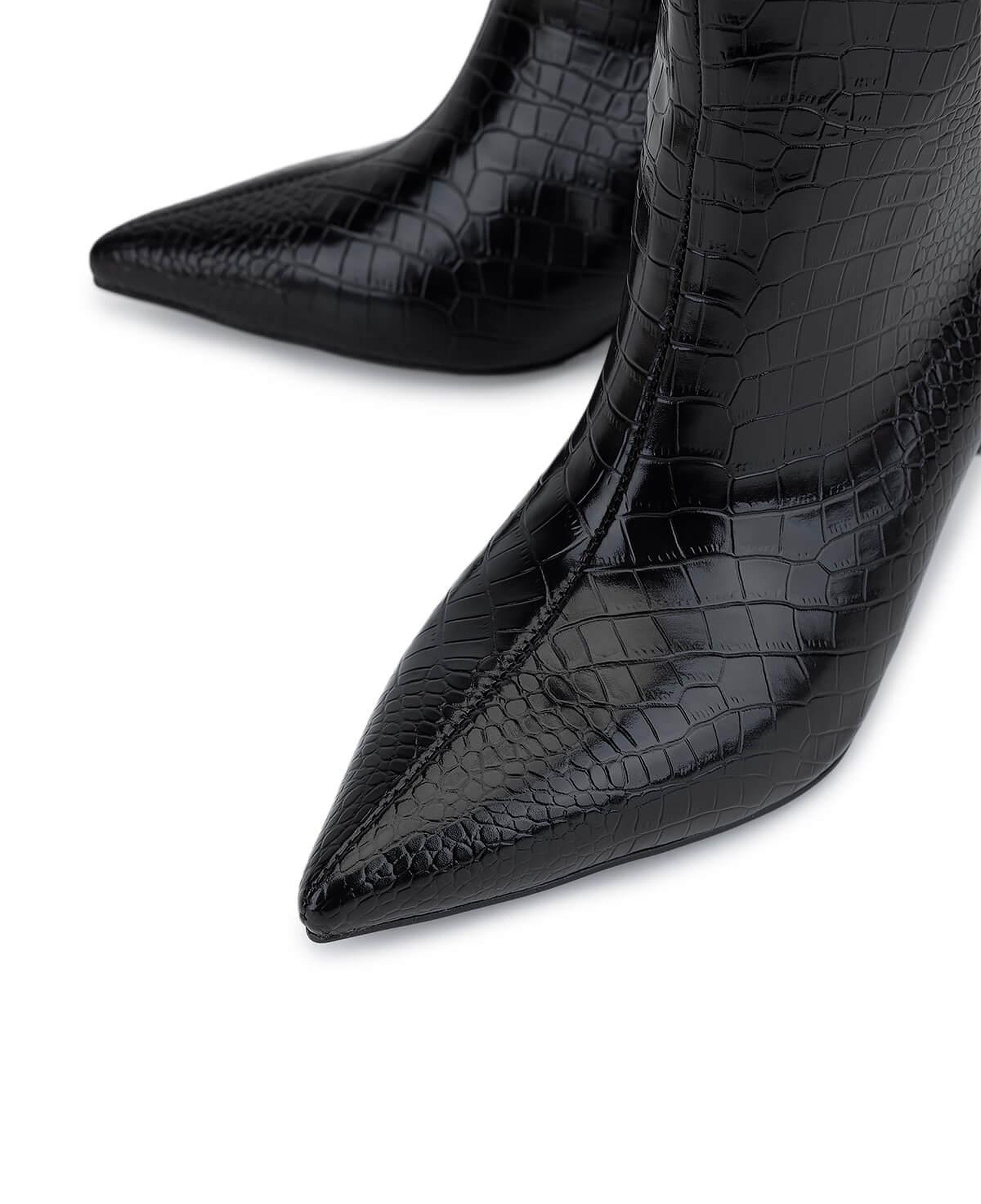 Tamer Tanca Kadın Suni Deri Siyah Kroko Topuklu Çizme