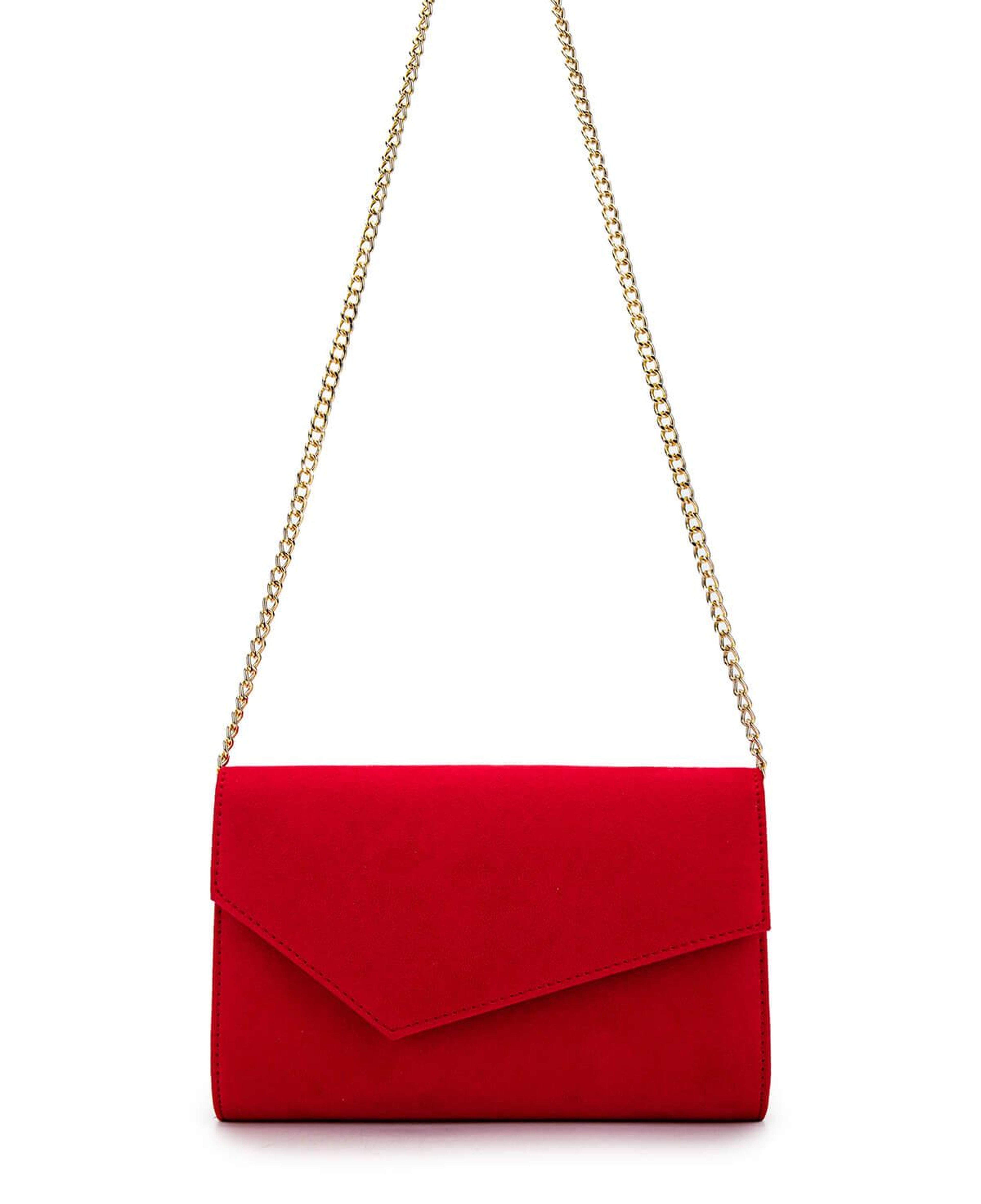 Tamer Tanca Kadın Vegan Kırmızı Süet Omuz Çanta