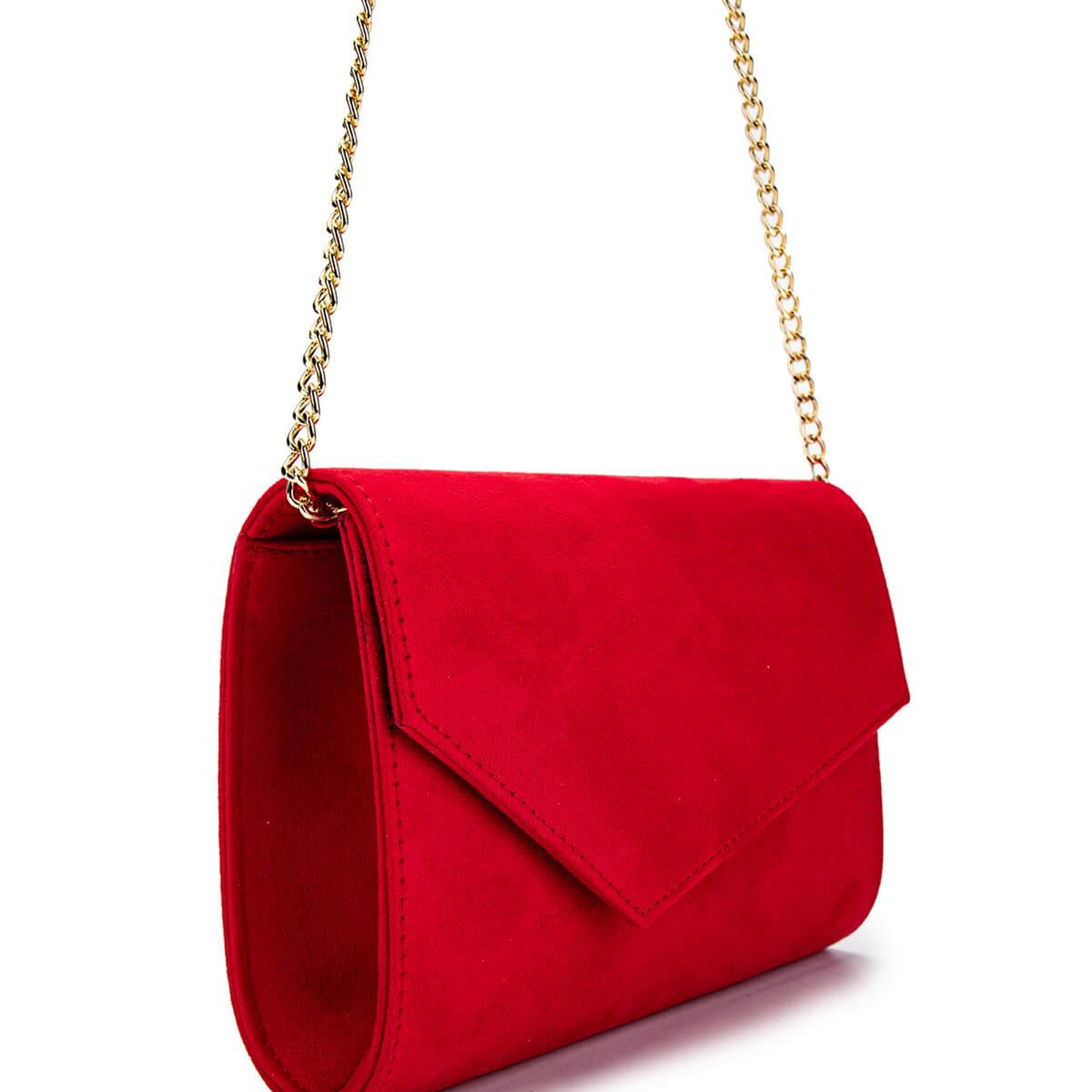 Tamer Tanca Kadın Vegan Kırmızı Süet Omuz Çanta