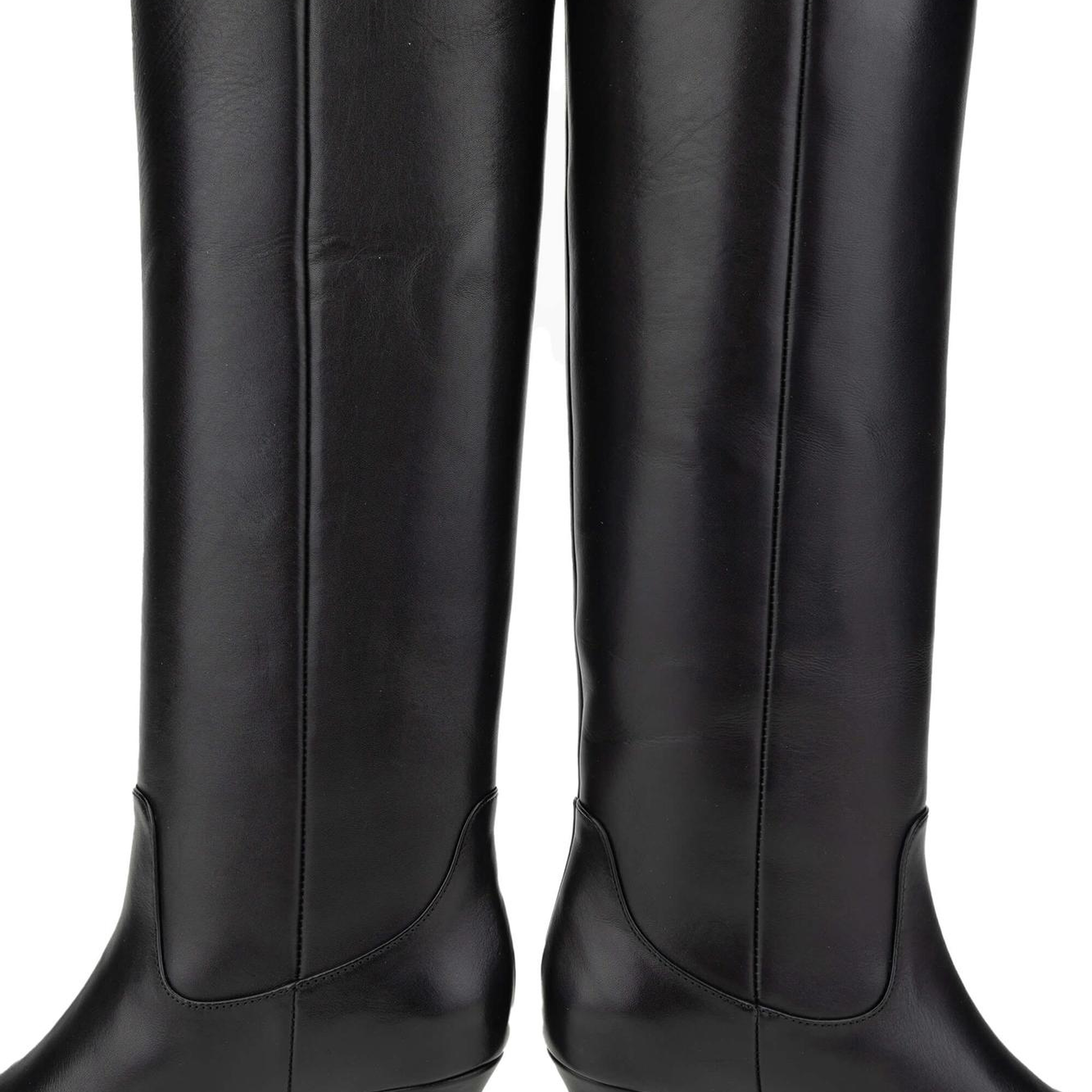 Tamer Tanca Kadın Hakiki Deri Siyah Deri Topuklu Çizme