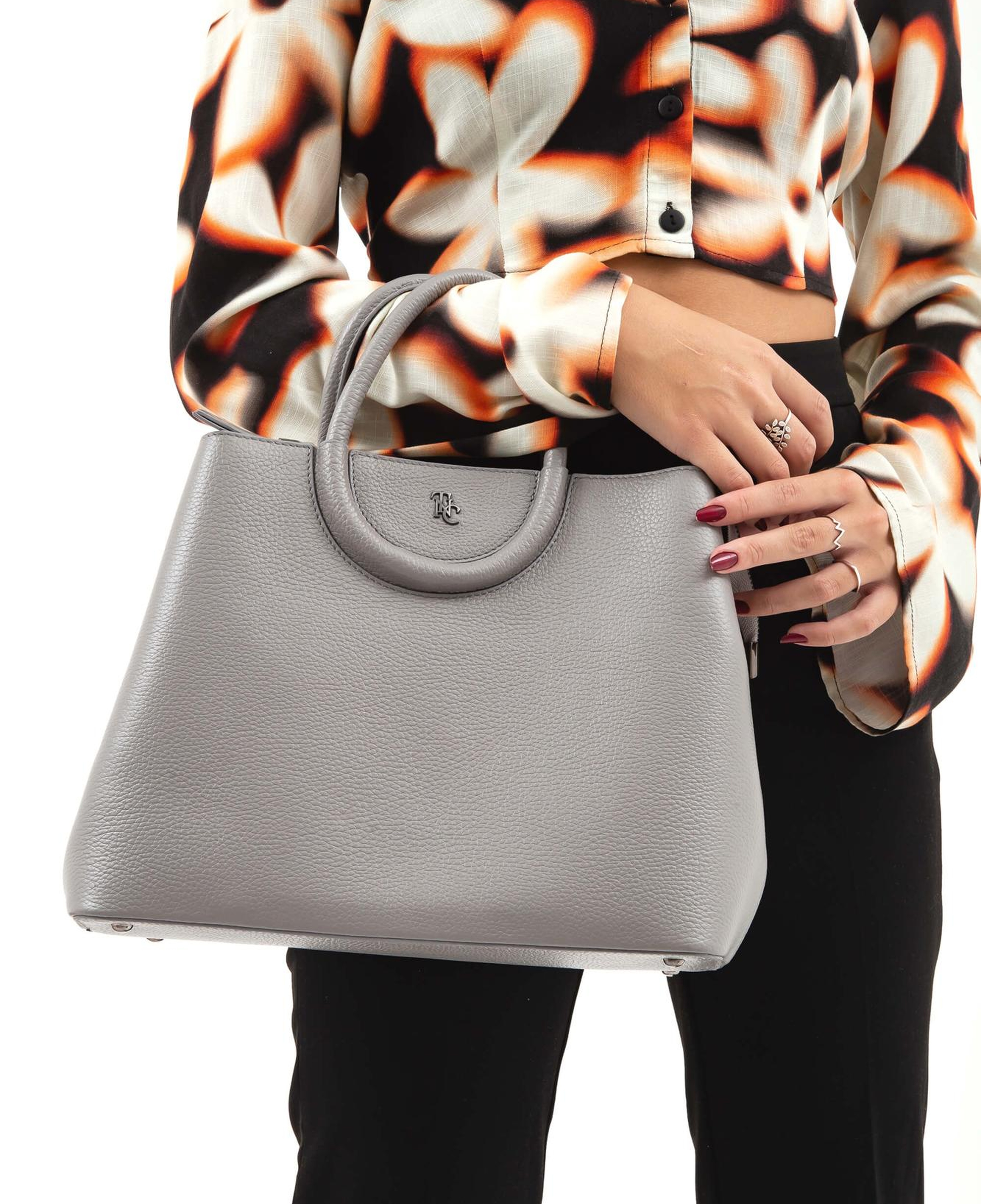 Tamer Tanca Kadın Hakiki Deri Gri Omuz Çanta