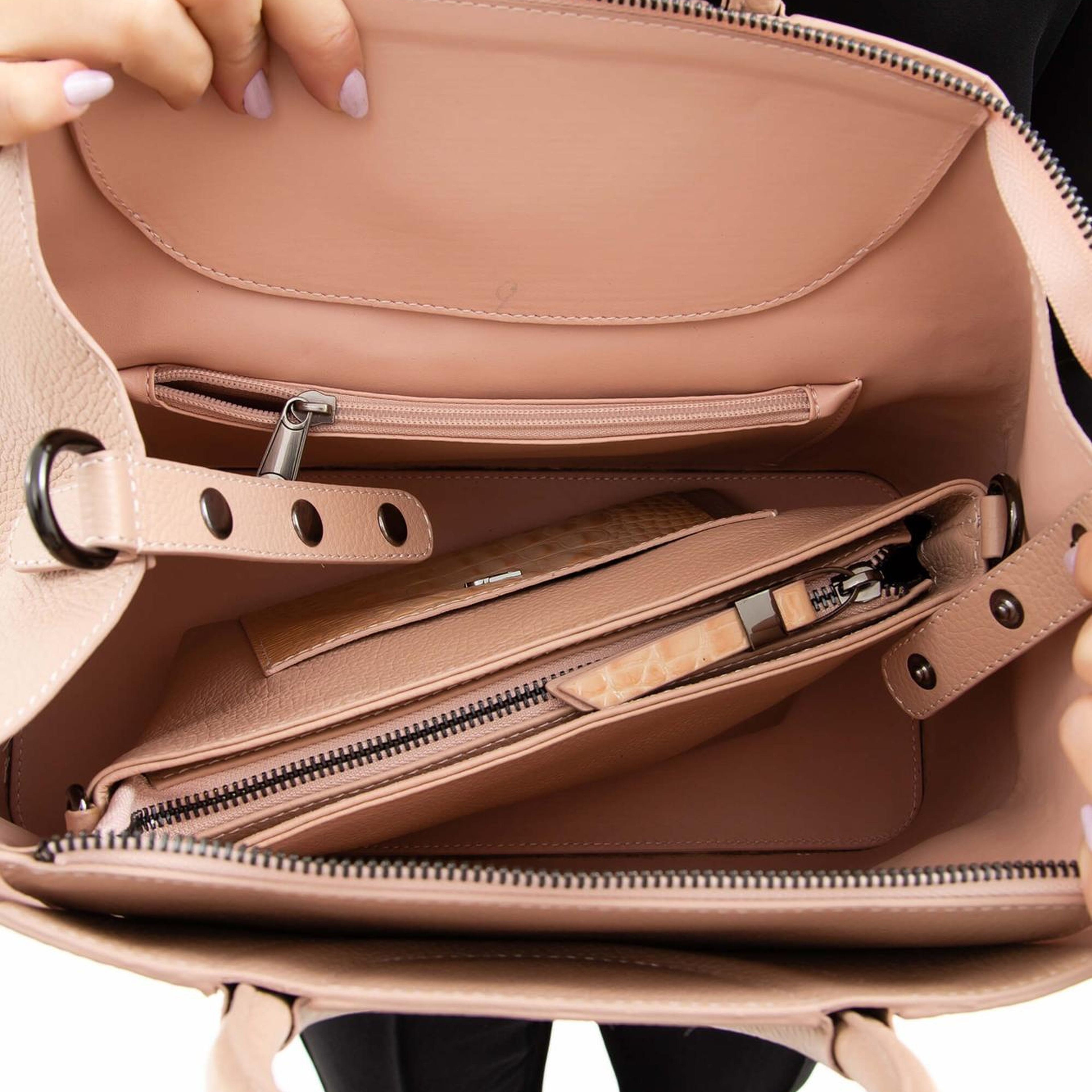 Tamer Tanca Kadın Hakiki Deri Gül Kurusu Omuz Çanta