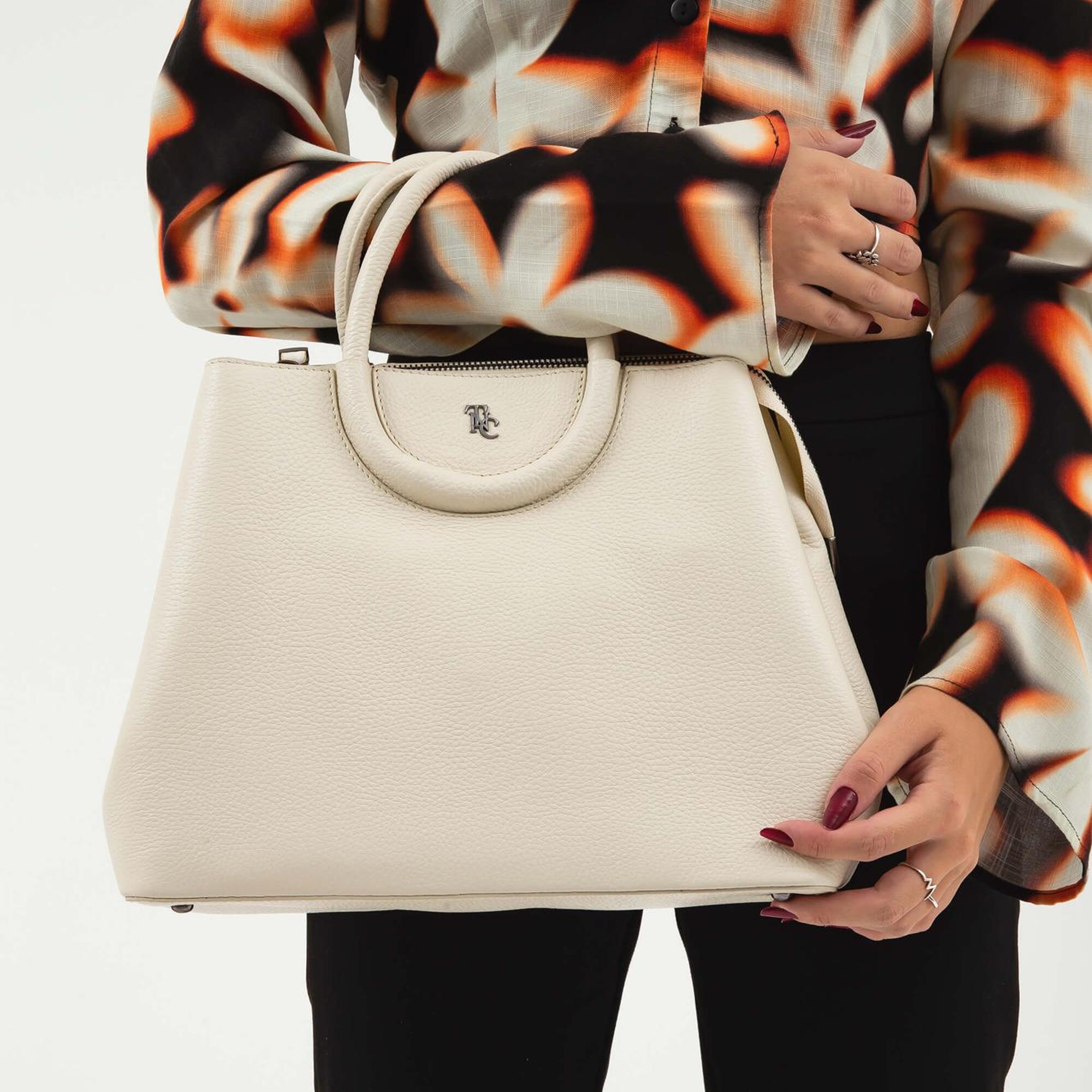 Tamer Tanca Kadın Hakiki Deri Bej Omuz Çanta