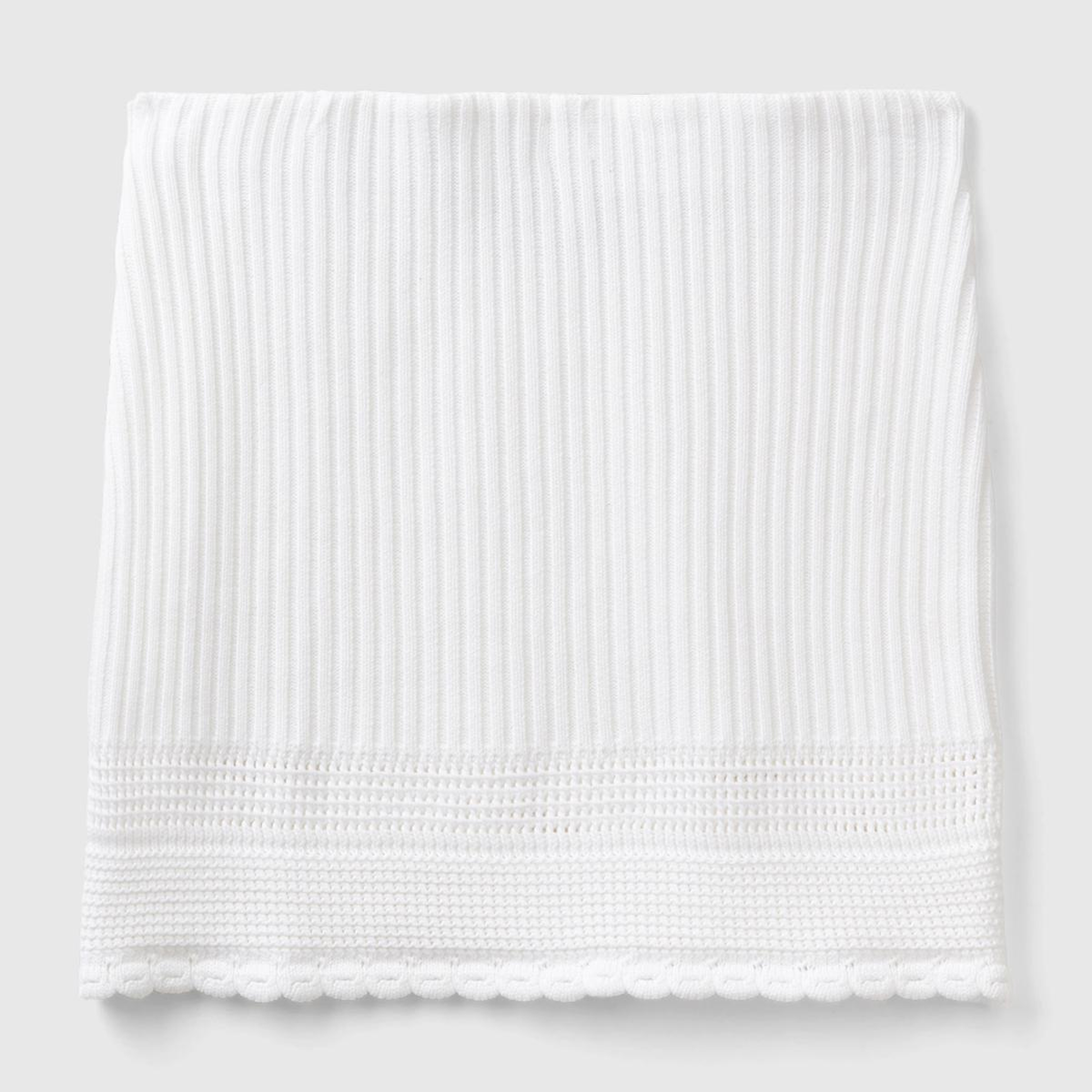 Kadın Beyaz %100 Pamuk Örgü Motifli Altı Saçaklı Triko Mini Etek