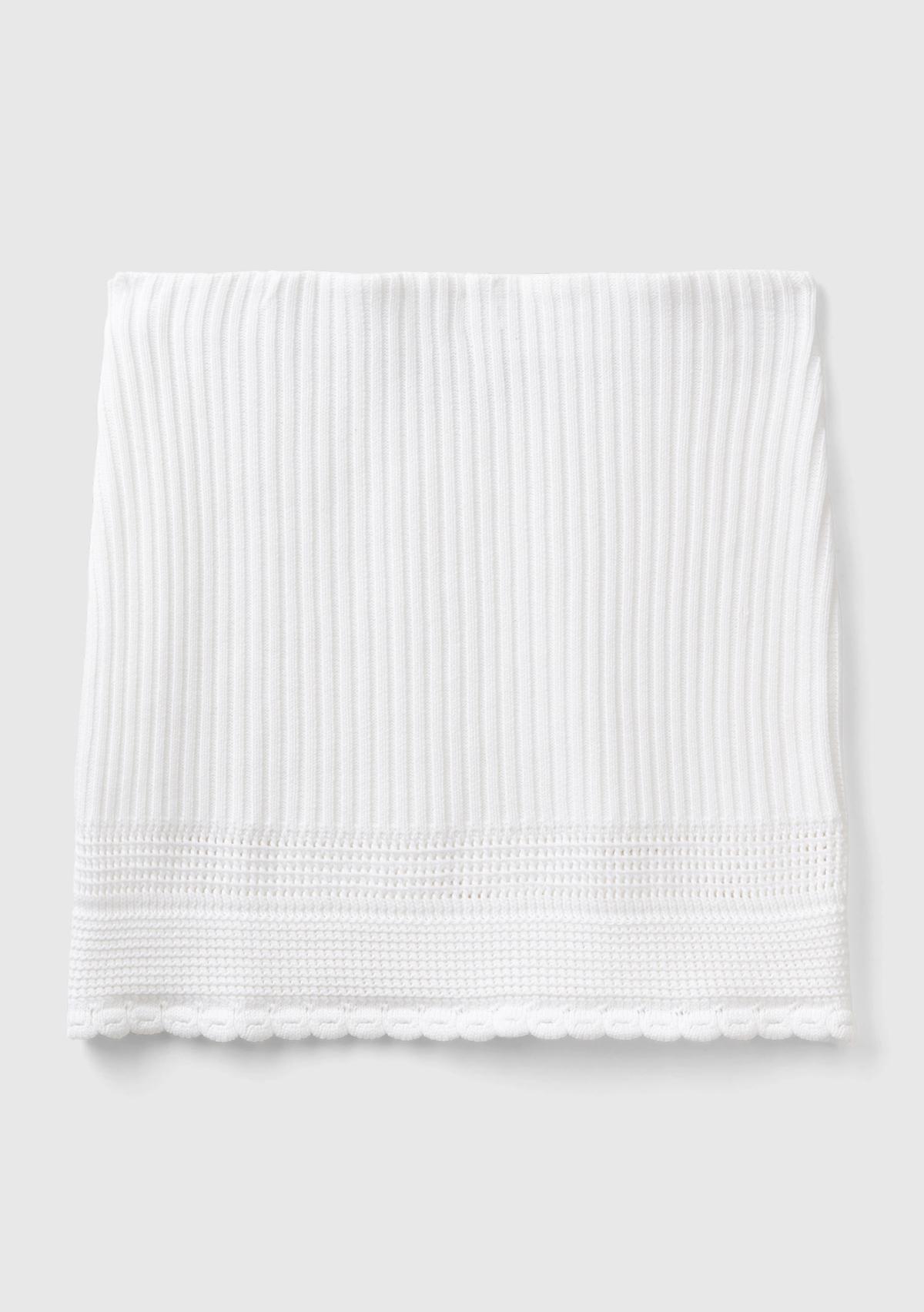 Kadın Beyaz %100 Pamuk Örgü Motifli Altı Saçaklı Triko Mini Etek