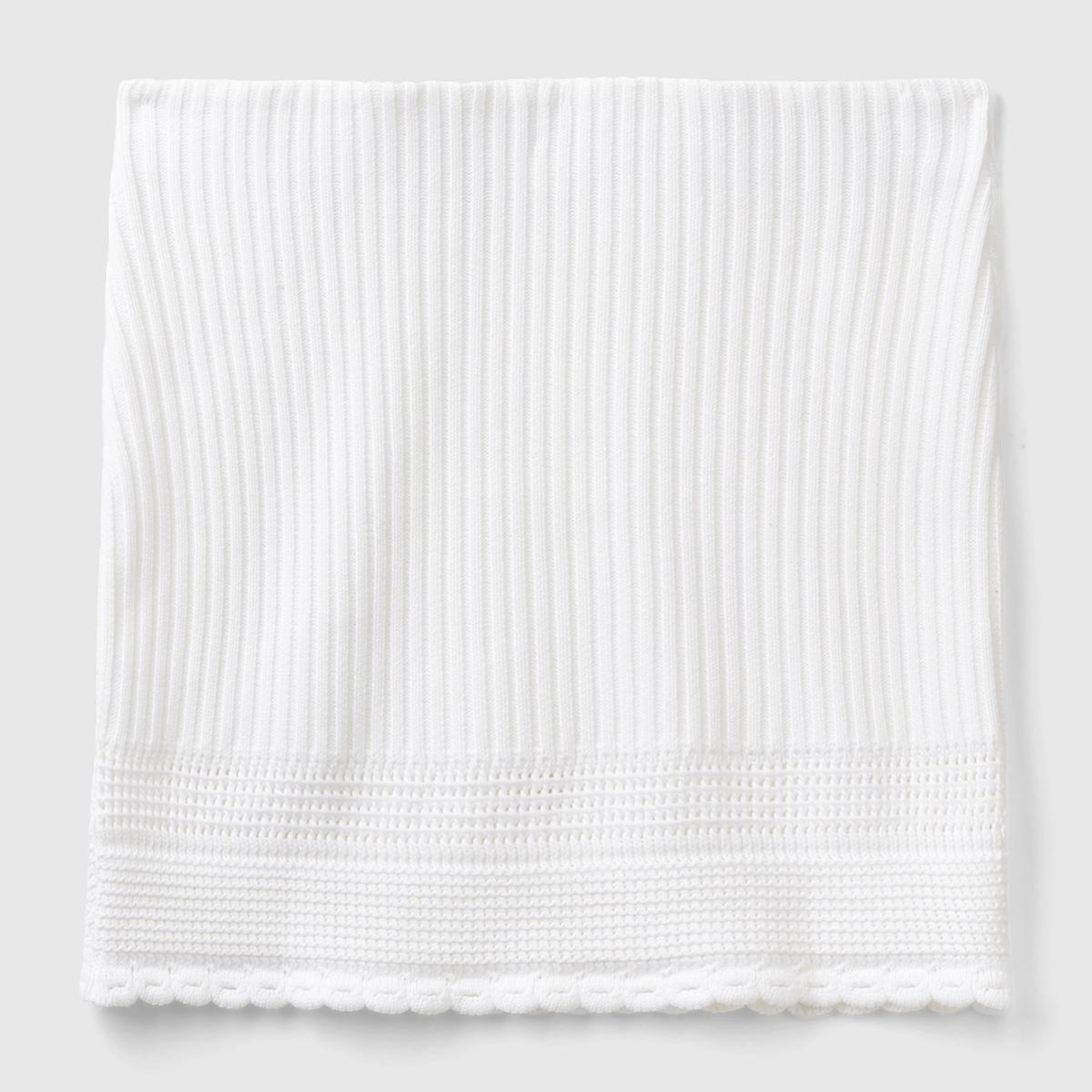 Kadın Beyaz %100 Pamuk Örgü Motifli Altı Saçaklı Triko Mini Etek