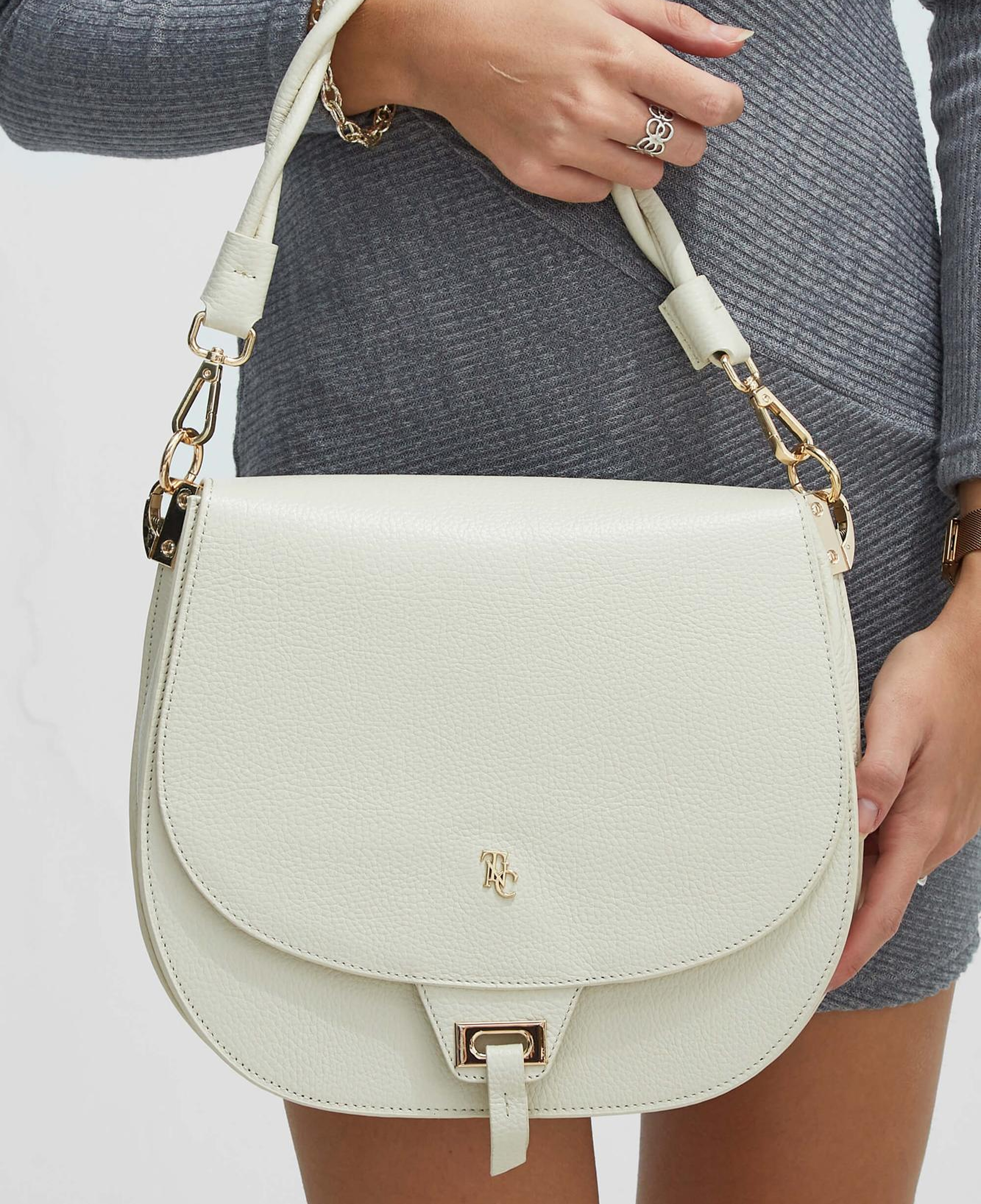 Tamer Tanca Kadın Hakiki Deri Bej Kol Çantası