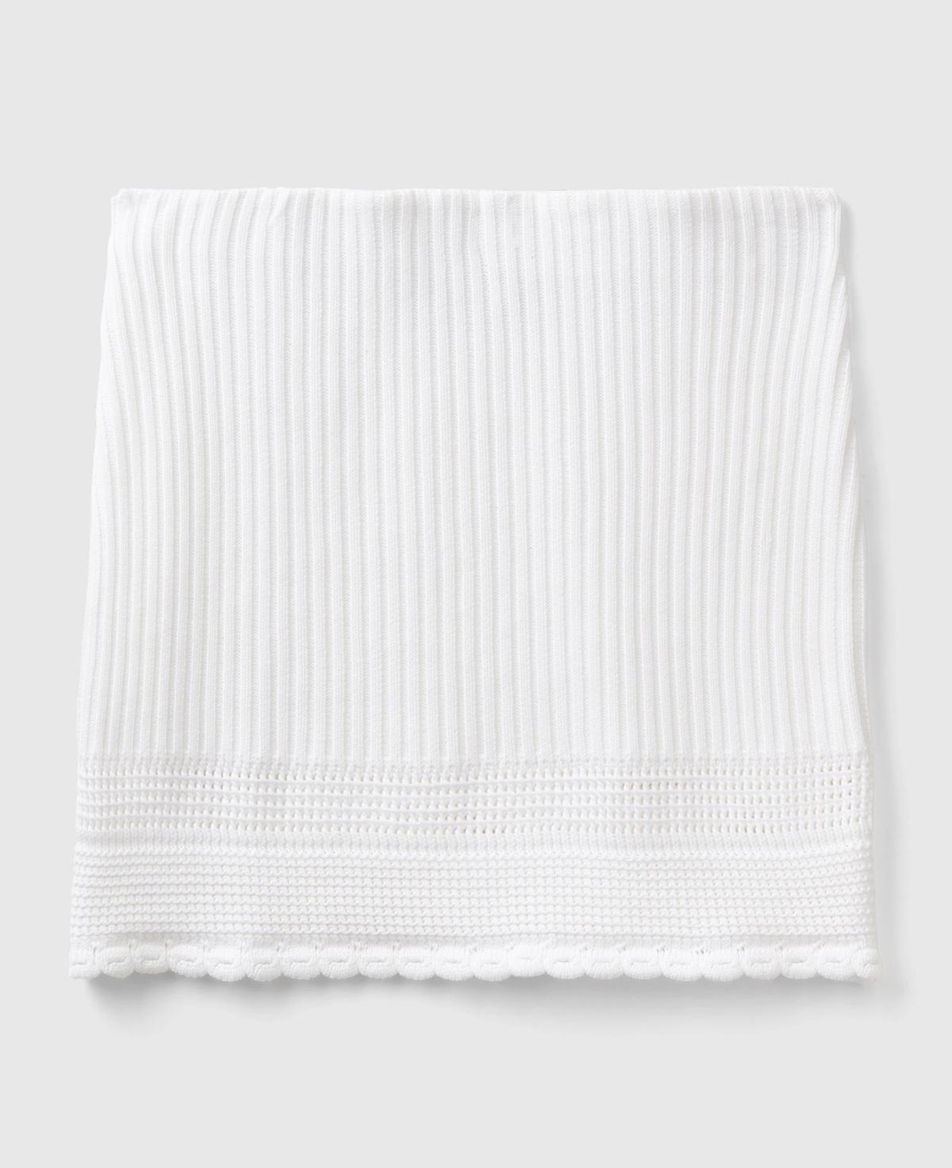 Kadın Beyaz %100 Pamuk Örgü Motifli Altı Saçaklı Triko Mini Etek