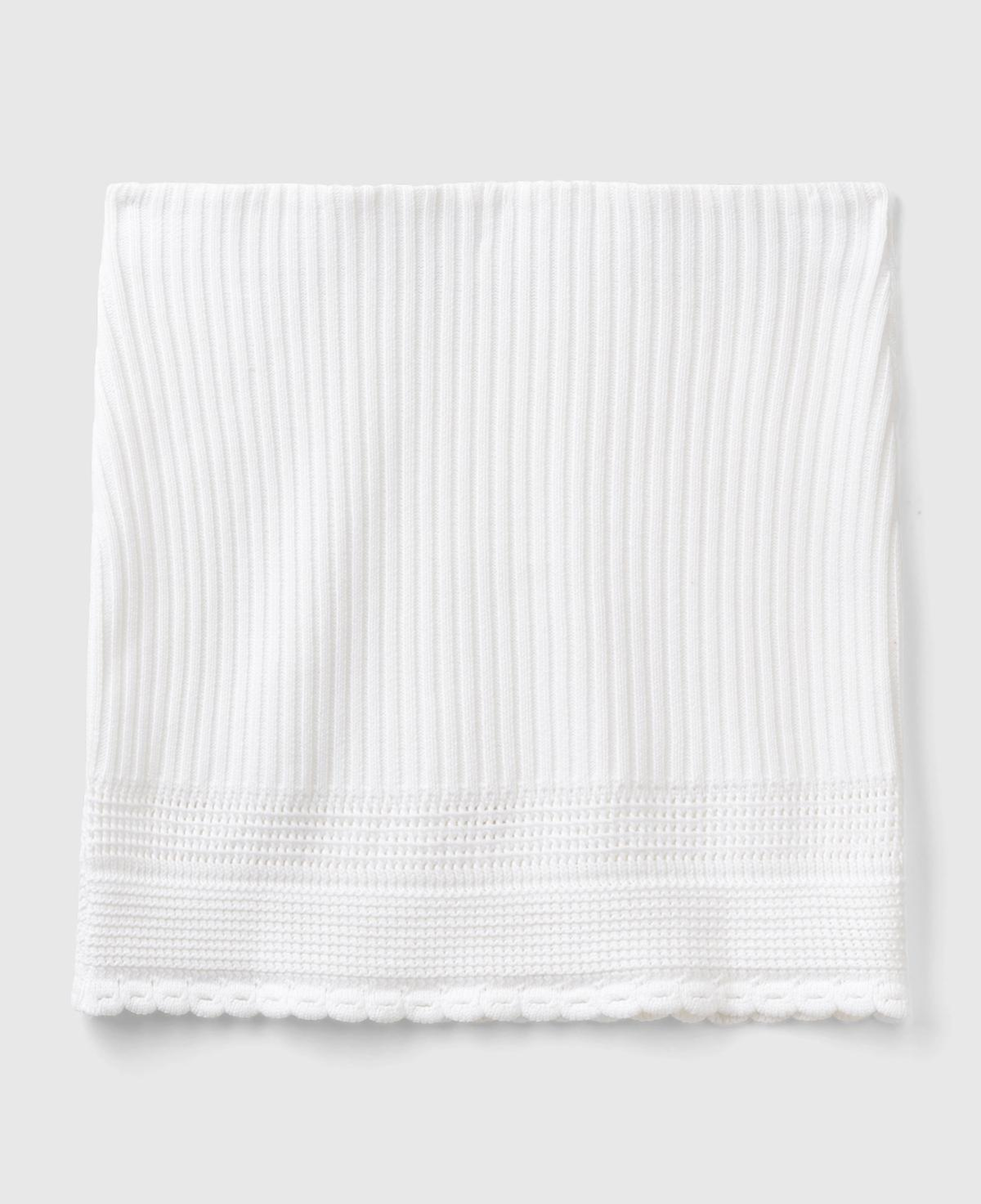 Kadın Beyaz %100 Pamuk Örgü Motifli Altı Saçaklı Triko Mini Etek