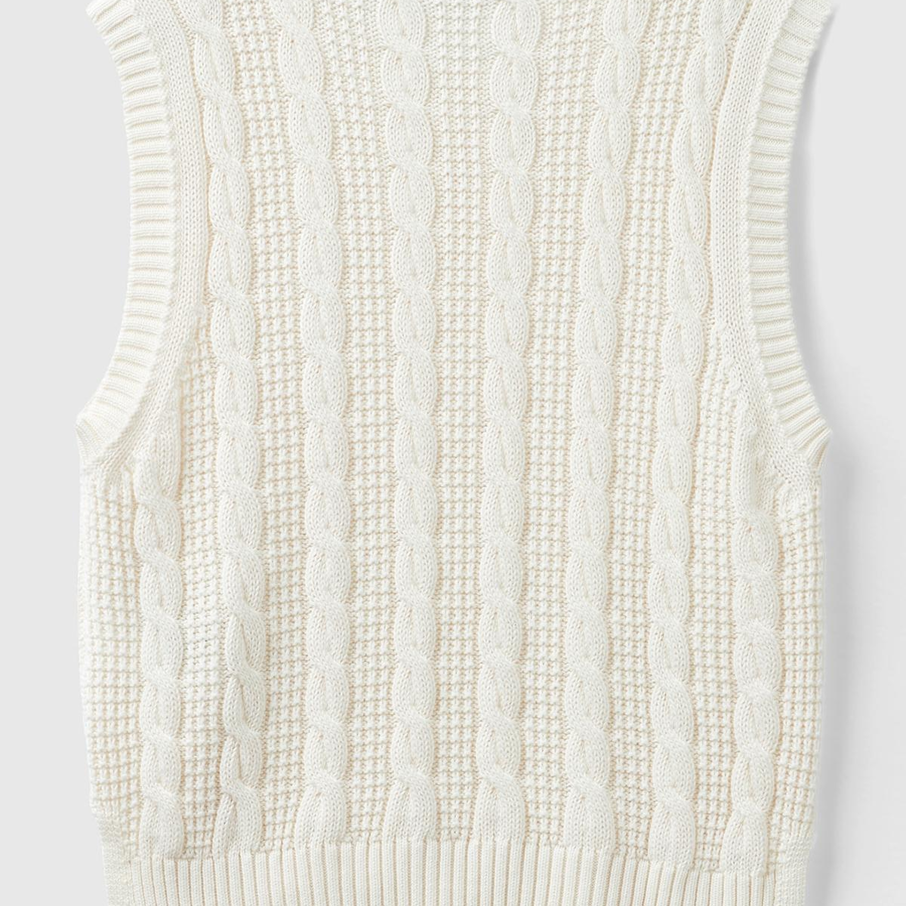 Kadın Krem %100 Koton Saç Örgülü Crop Süveter