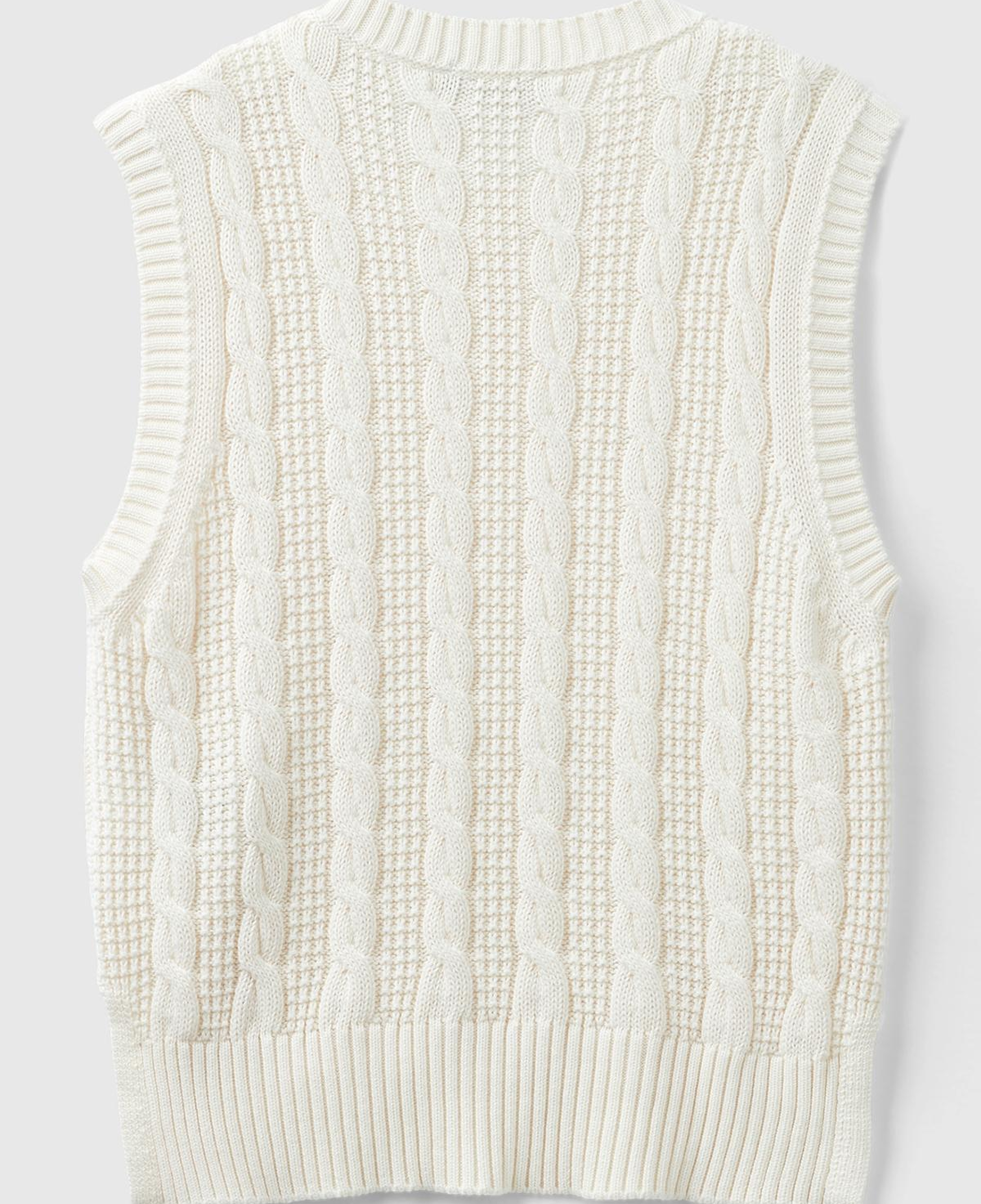 Kadın Krem %100 Koton Saç Örgülü Crop Süveter