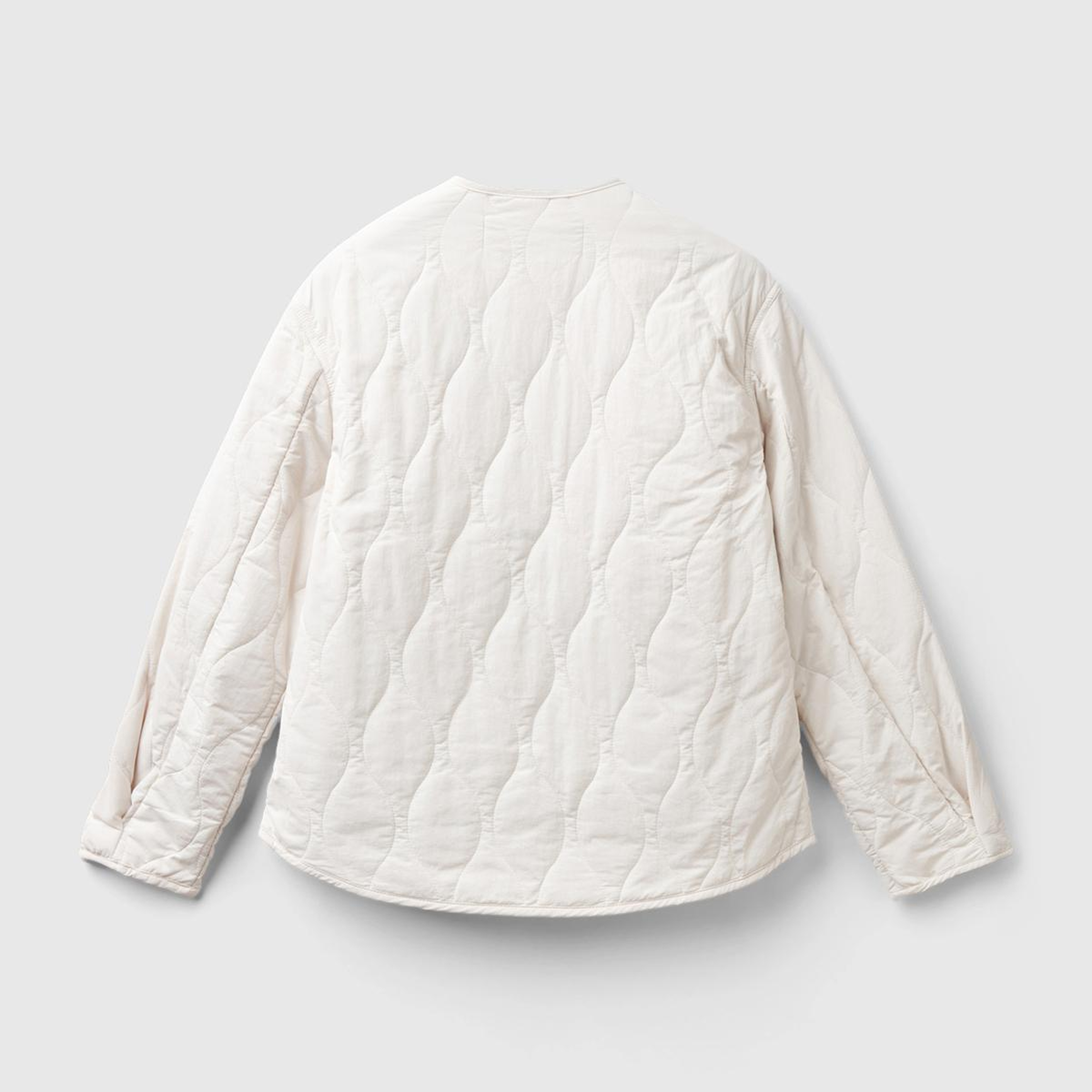 Kadın Krem Fermuarlı Önü Düğmeli Cepli Kapitone Ceket