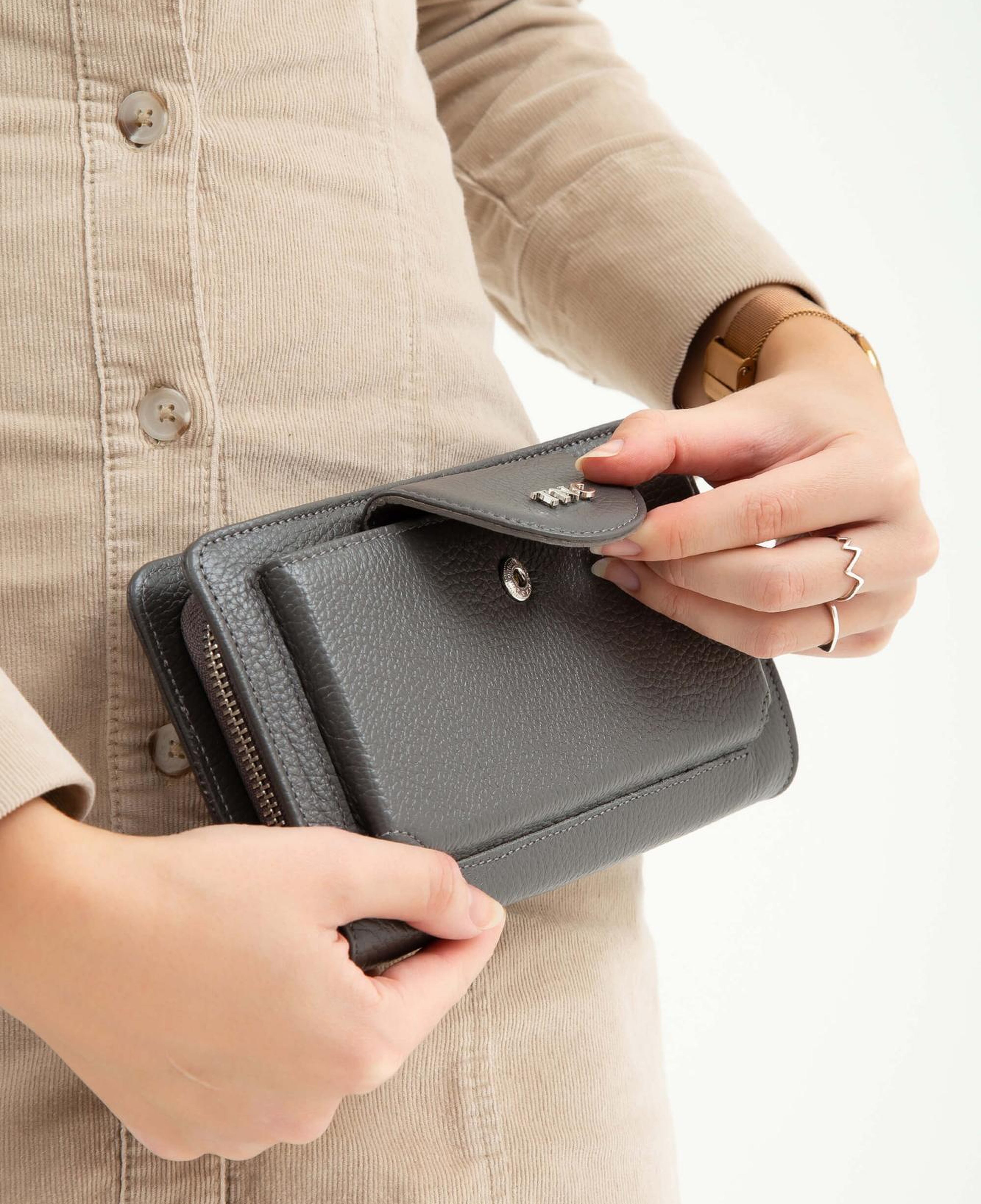 Tamer Tanca Kadın Hakiki Deri Gri Günlük Cuzdan