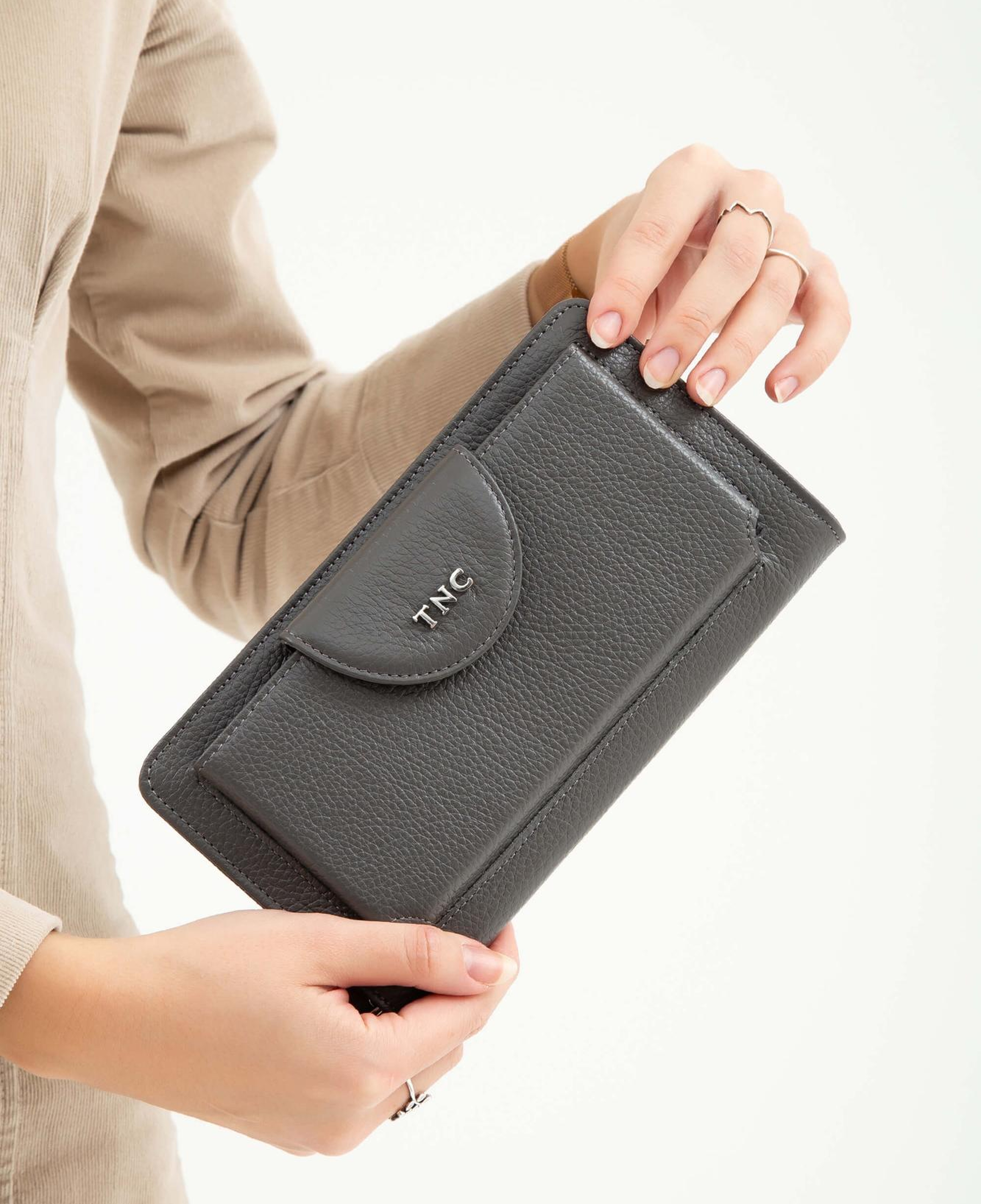 Tamer Tanca Kadın Hakiki Deri Gri Günlük Cuzdan